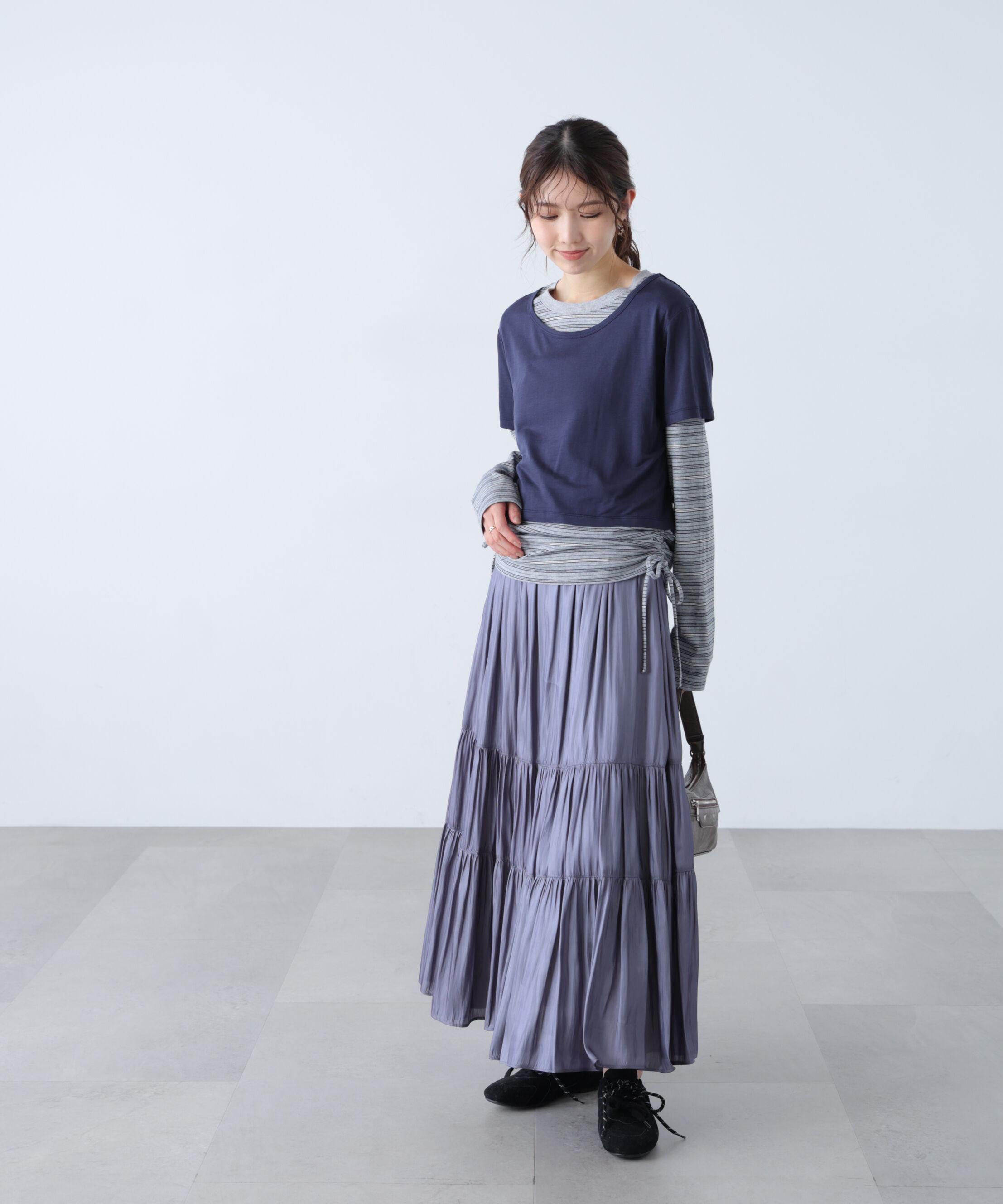  「シアーTシャツレイヤードボーダーロンT」|Tシャツ・カットソー|