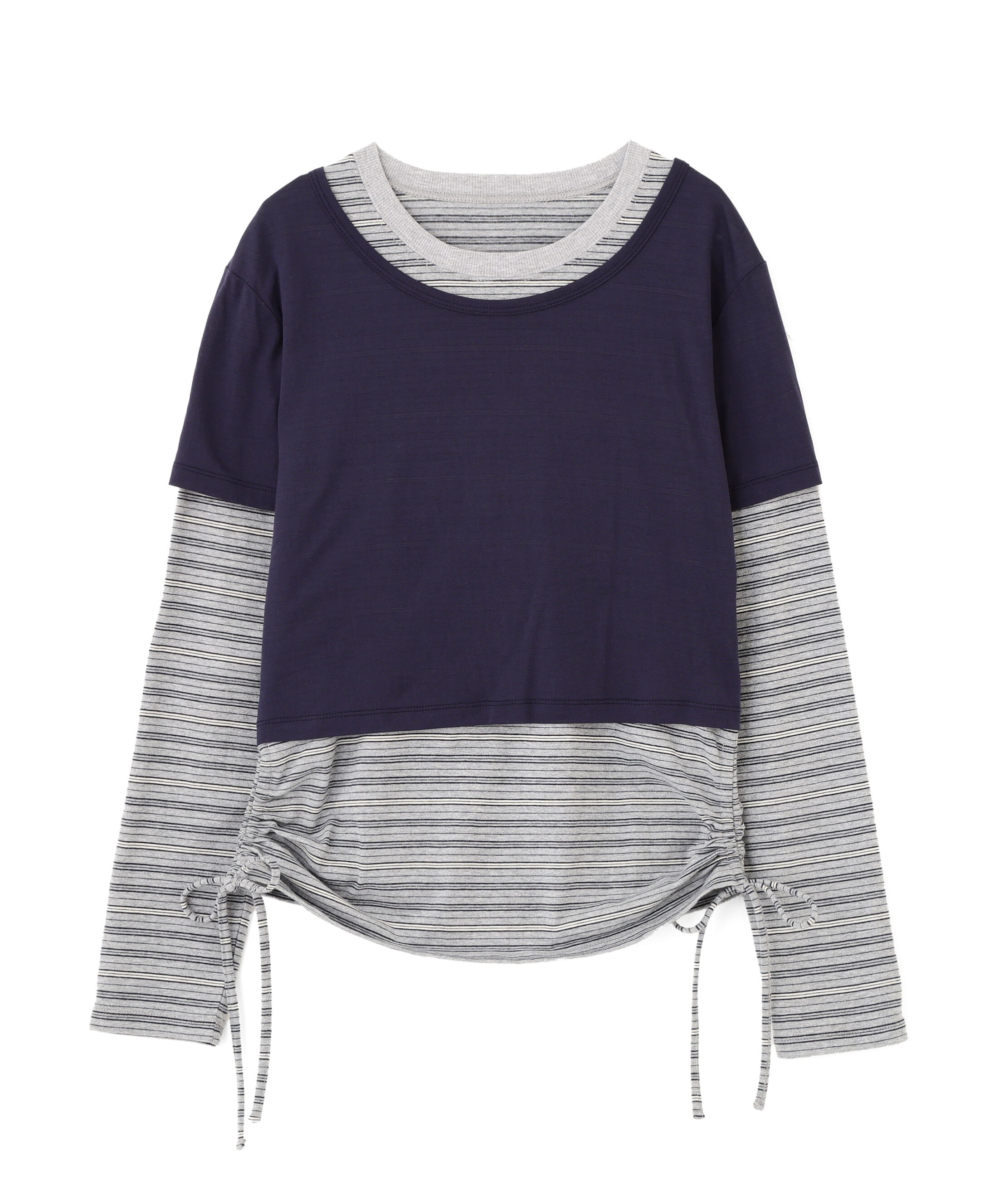  「シアーTシャツレイヤードボーダーロンT」|Tシャツ・カットソー|