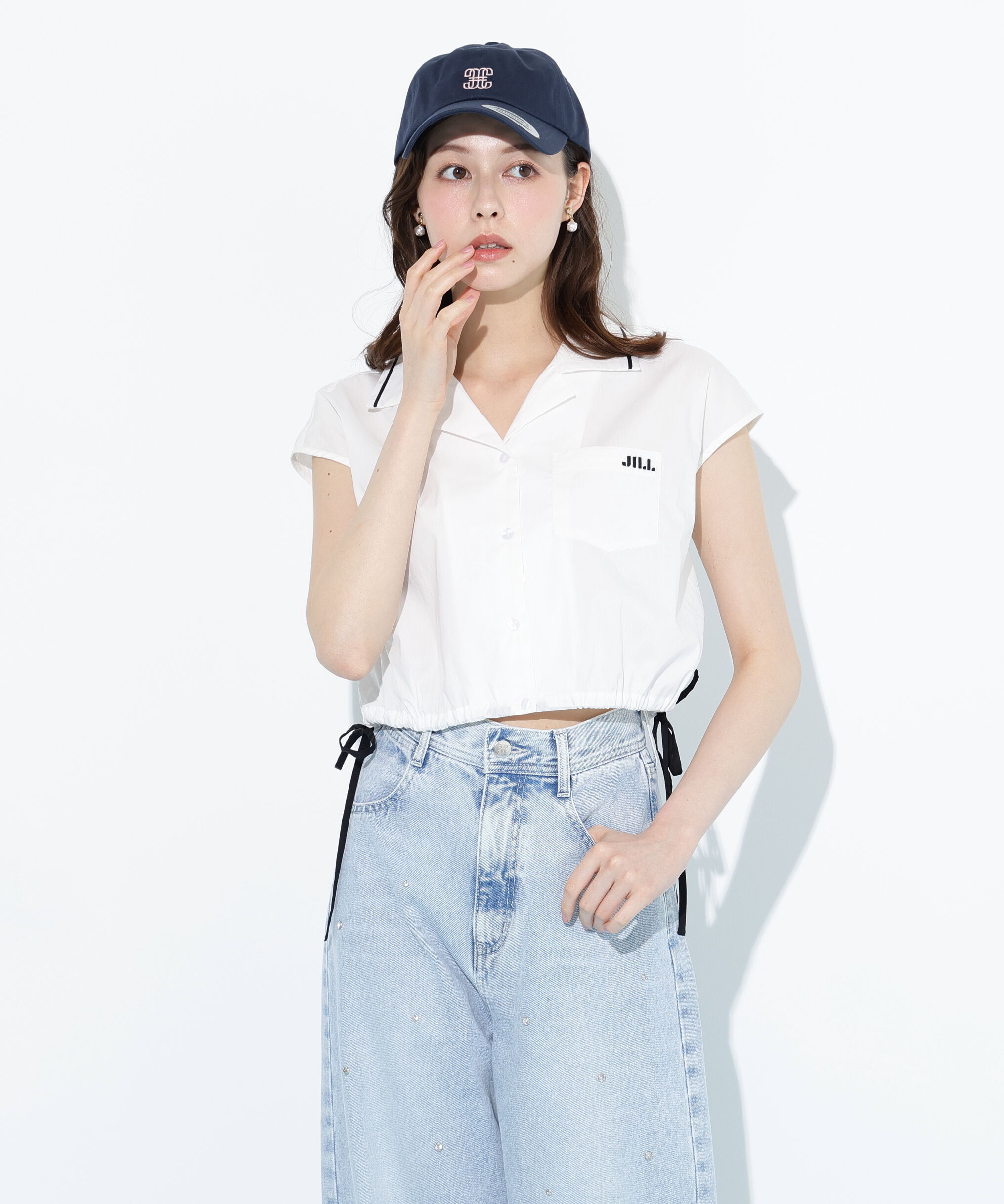  「ウエストリボン開襟シャツ」|シャツ・ブラウス|