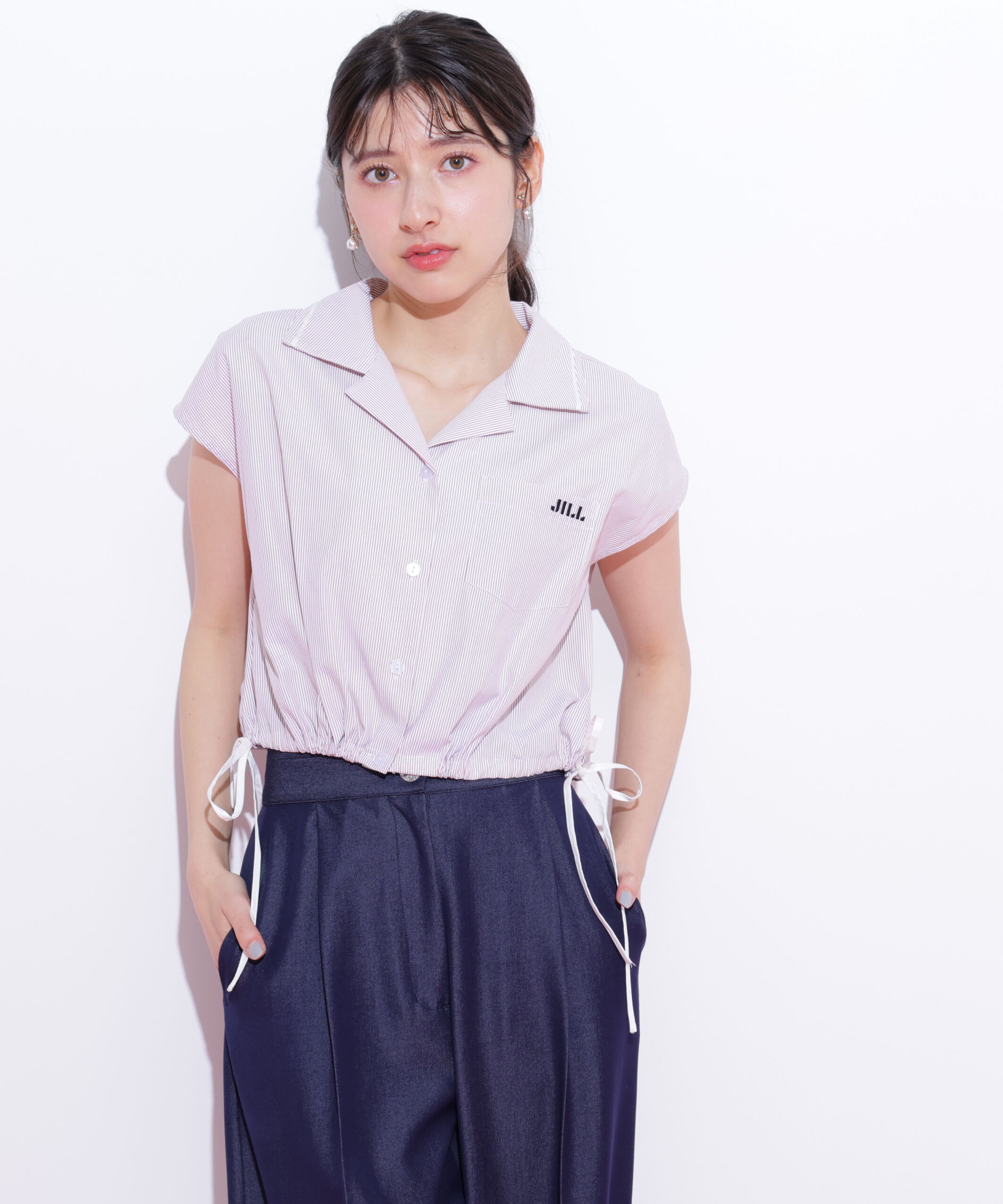  「ウエストリボン開襟シャツ」|シャツ・ブラウス|