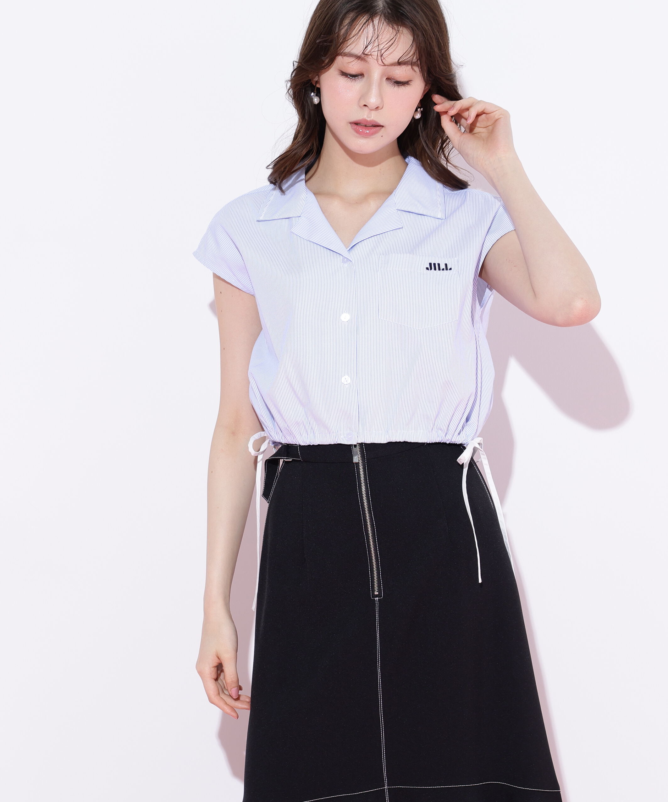  「ウエストリボン開襟シャツ」|シャツ・ブラウス|