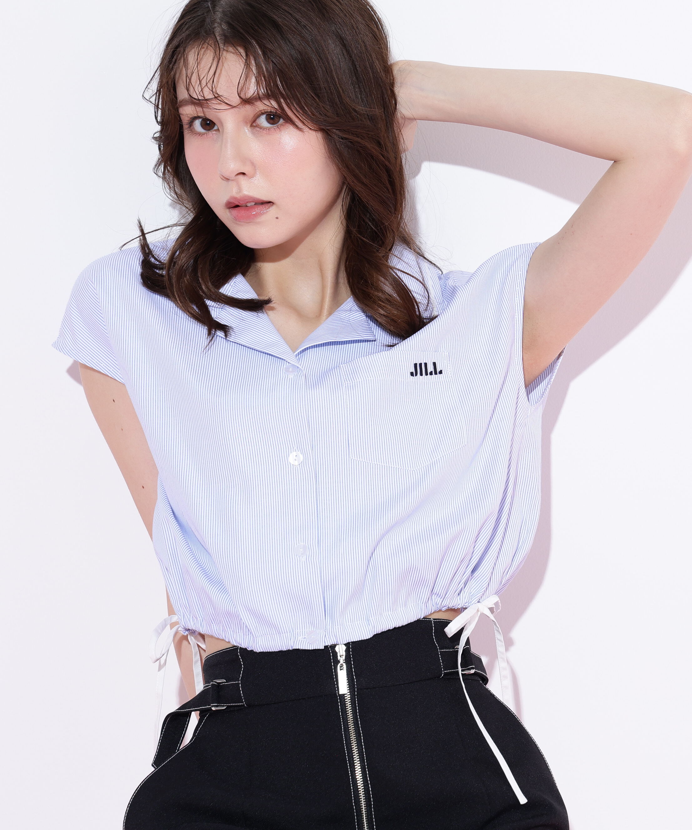  「ウエストリボン開襟シャツ」|シャツ・ブラウス|