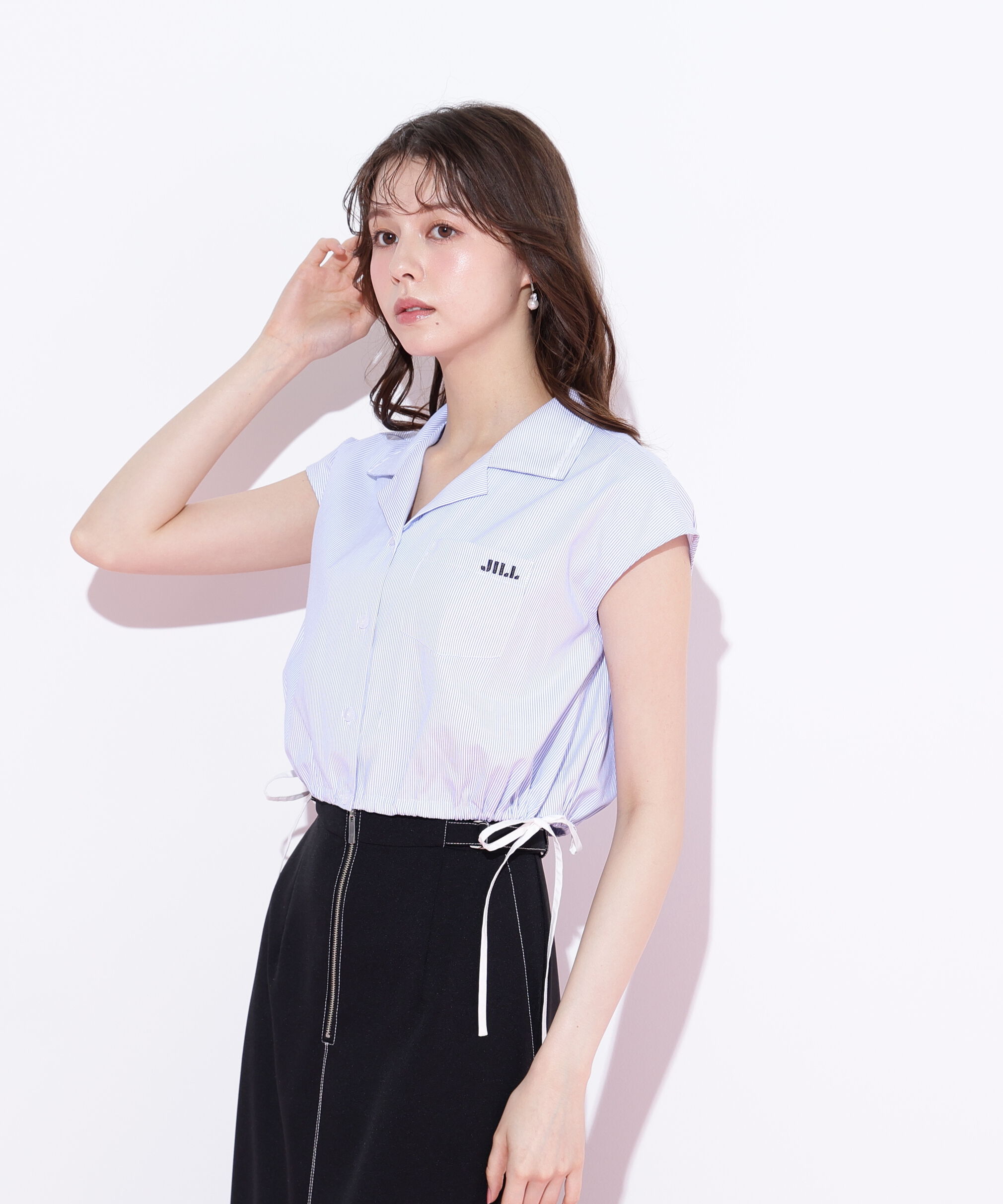  「ウエストリボン開襟シャツ」|シャツ・ブラウス|