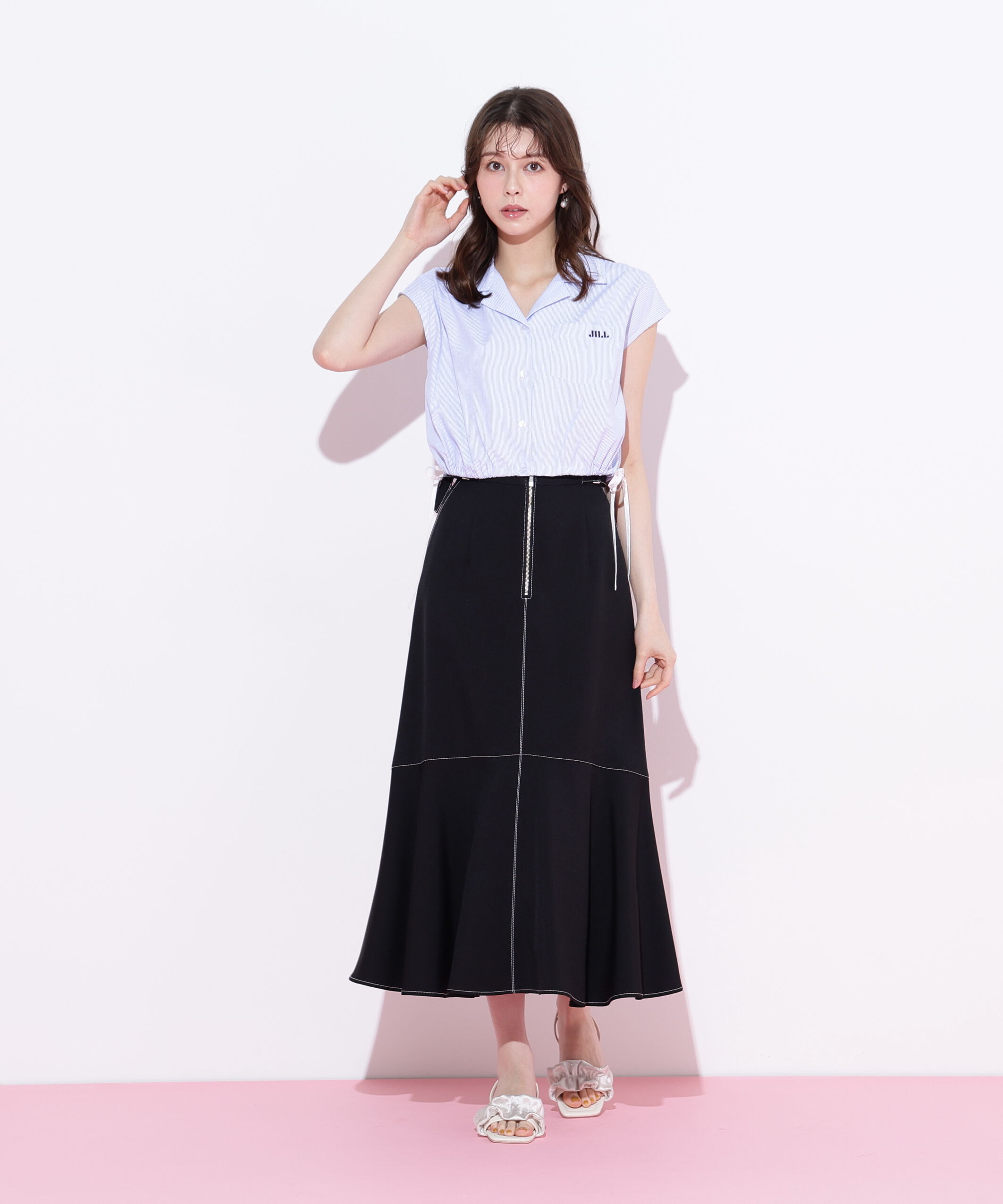  「ウエストリボン開襟シャツ」|シャツ・ブラウス|