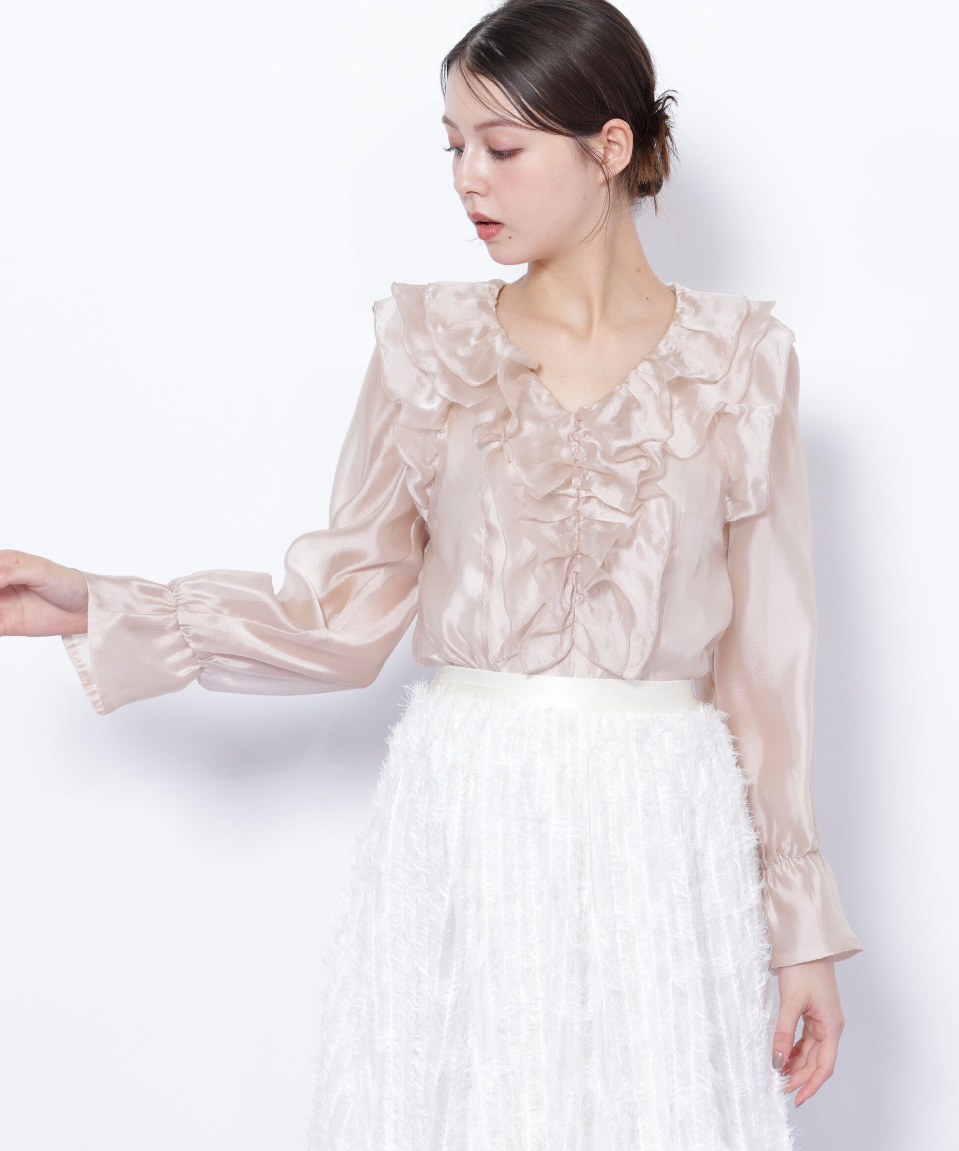  「シアーフリルブラウス」|シャツ・ブラウス|