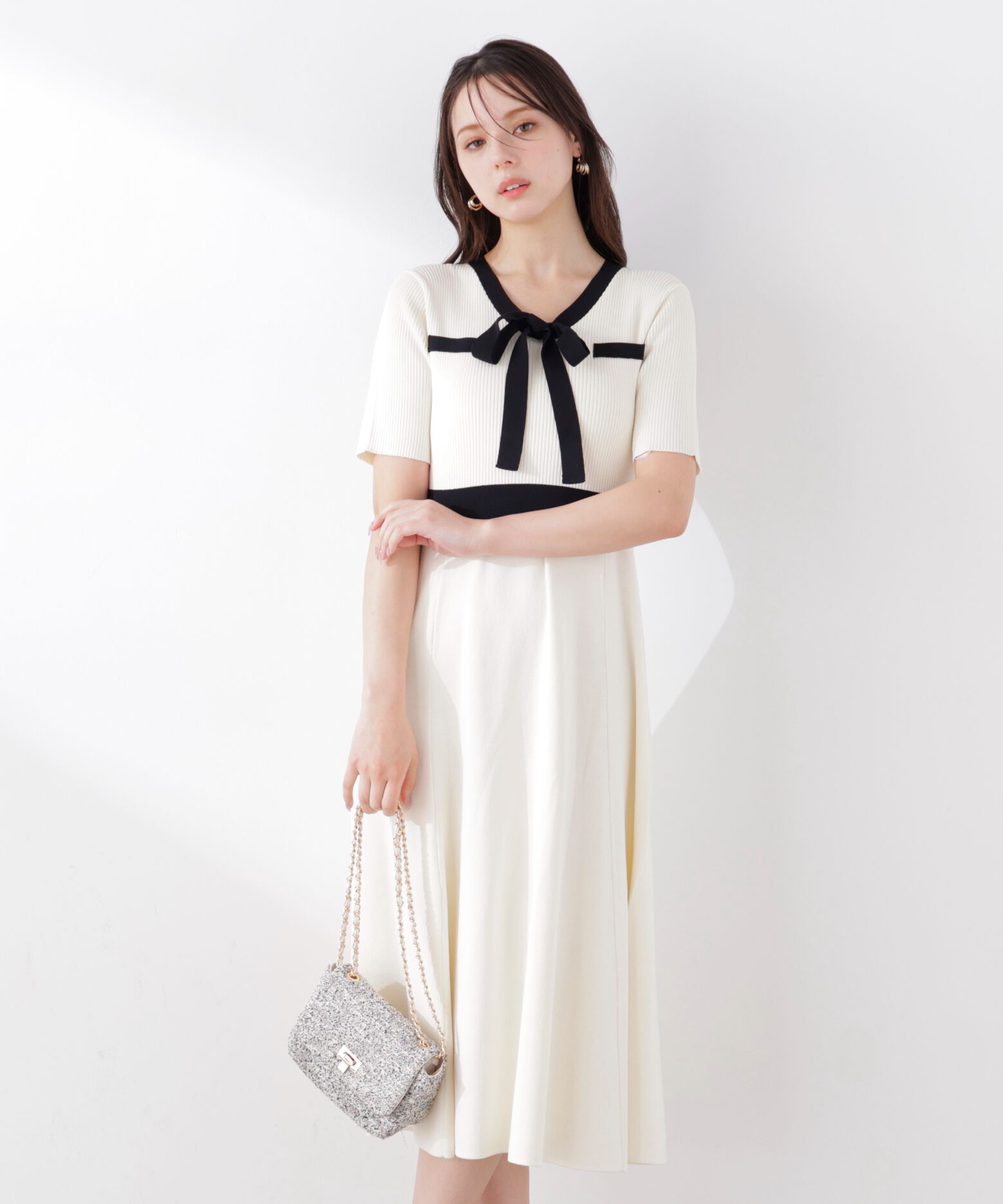 PROPORTION BODY DRESSING「リボンタイバイカラーニットワンピース　26SS」|ワンピース|