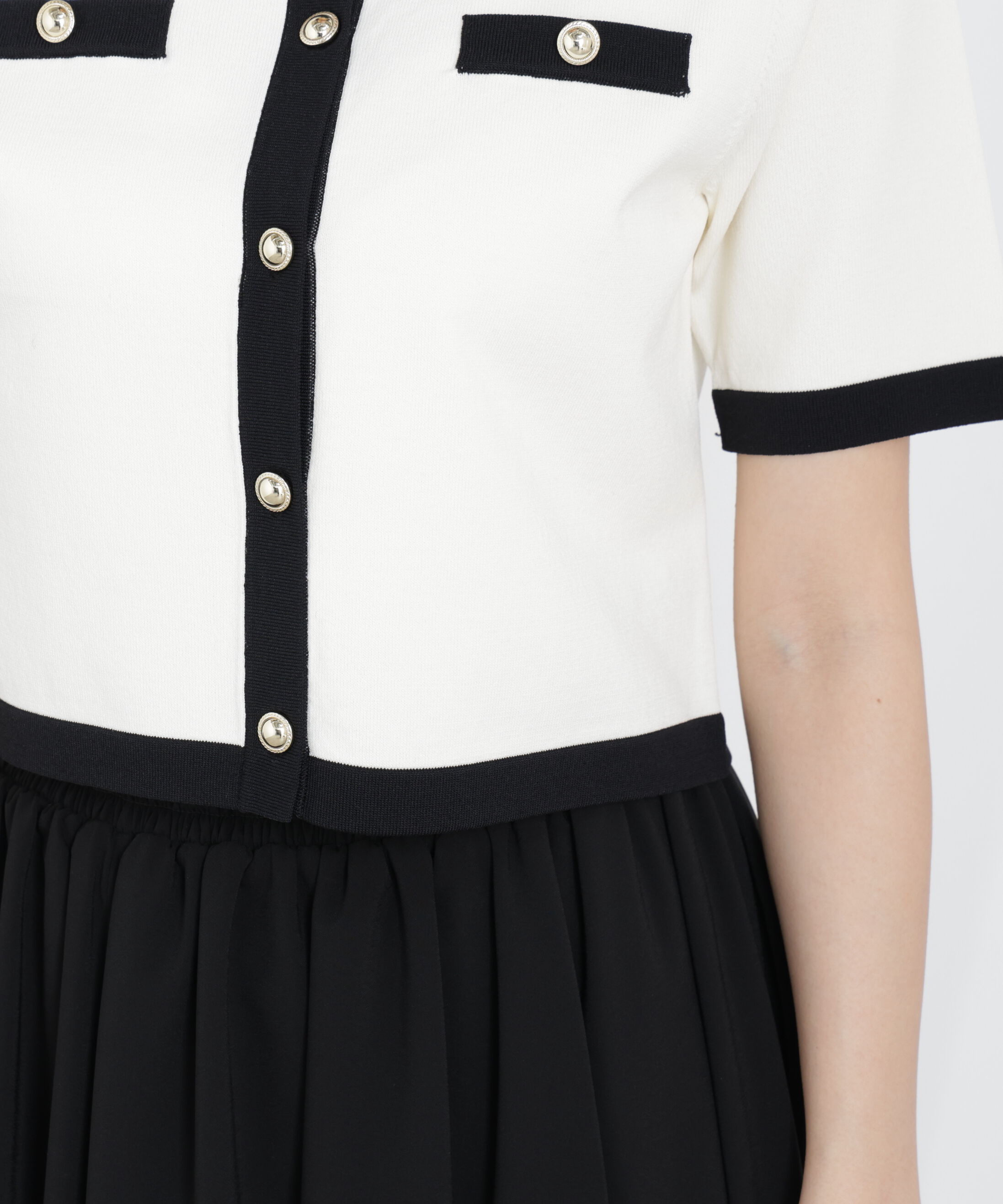 PROPORTION BODY DRESSING「ハーフスリーブバイカラーニットカーディガン　26SS」|カーディガン|