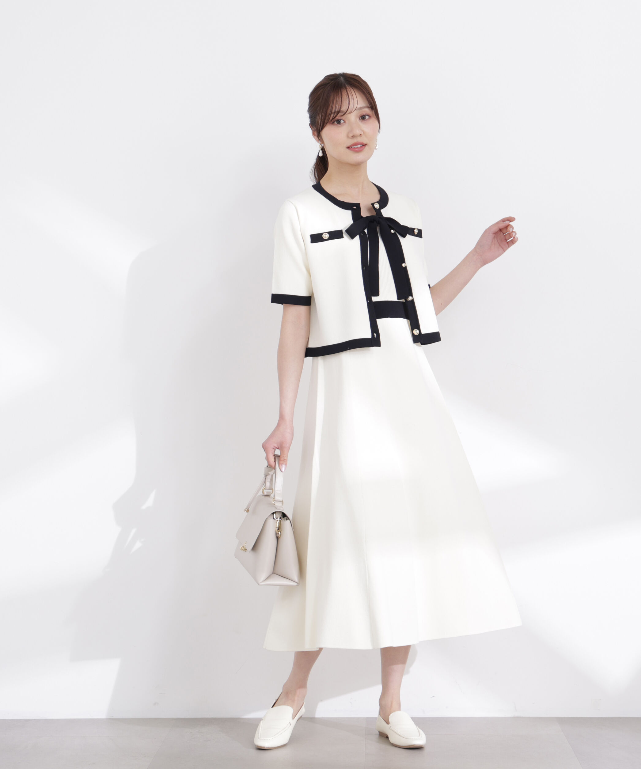 PROPORTION BODY DRESSING「ハーフスリーブバイカラーニットカーディガン　26SS」|カーディガン|