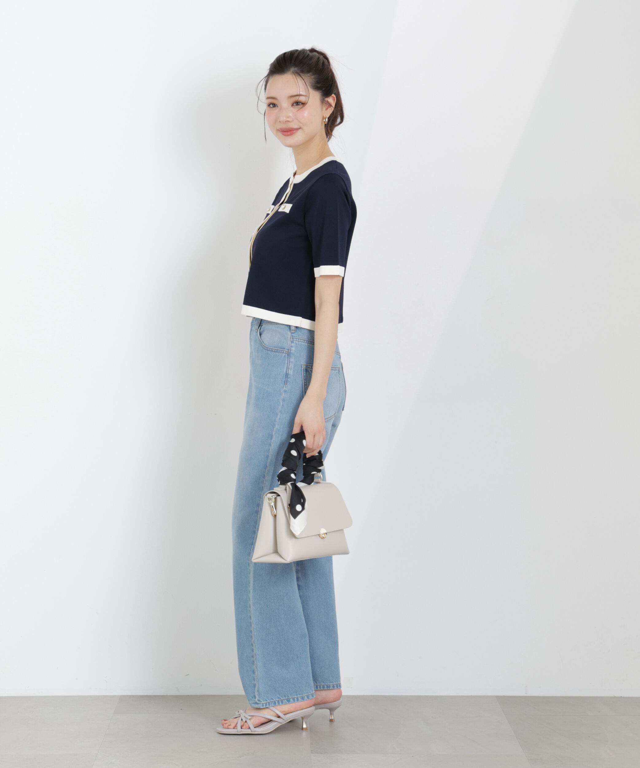 PROPORTION BODY DRESSING「ハーフスリーブバイカラーニットカーディガン　26SS」|カーディガン|