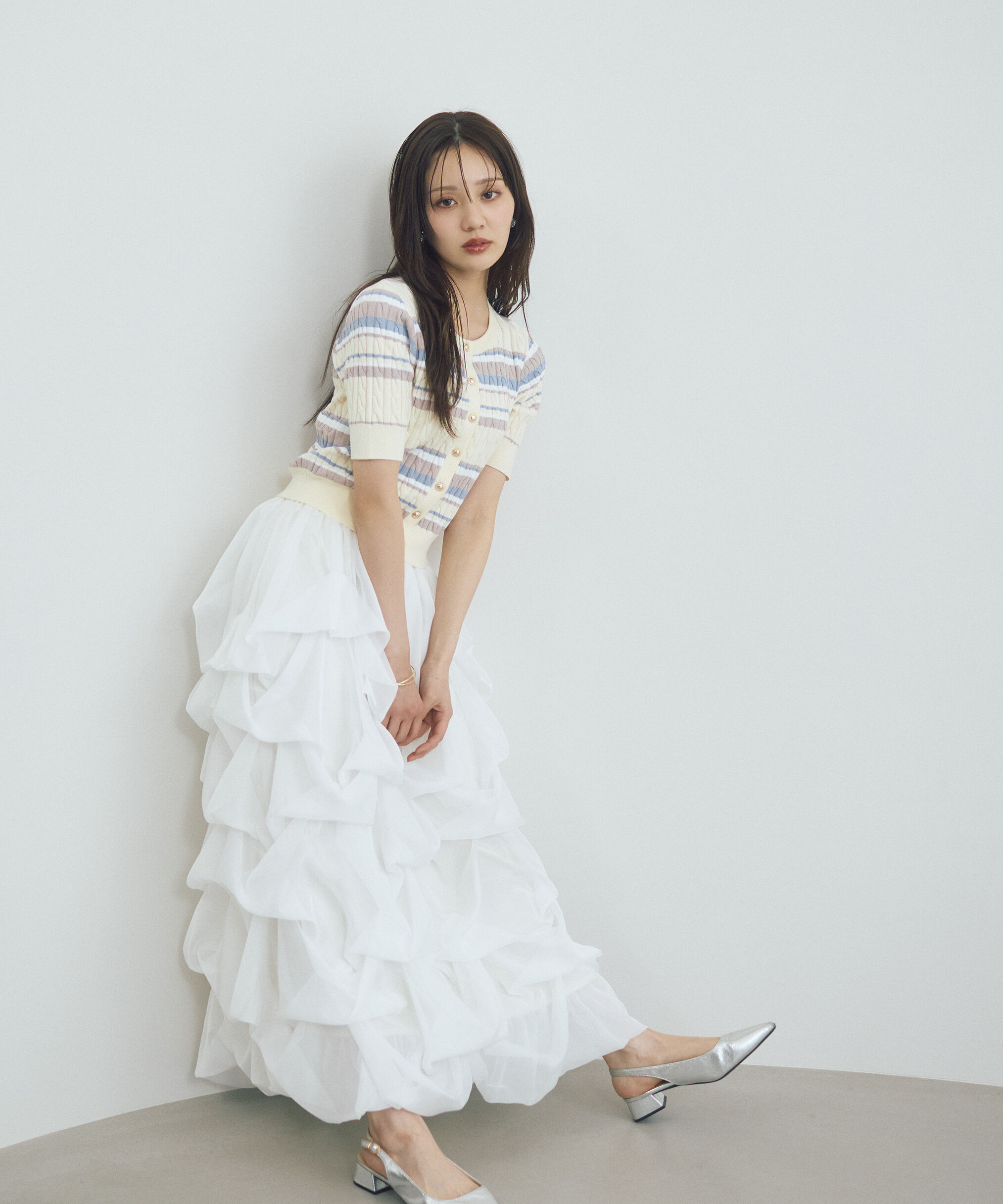 PROPORTION BODY DRESSING「＜山内ともなさんコラボ＞ケーブルカーディガン 26SS」|カーディガン|