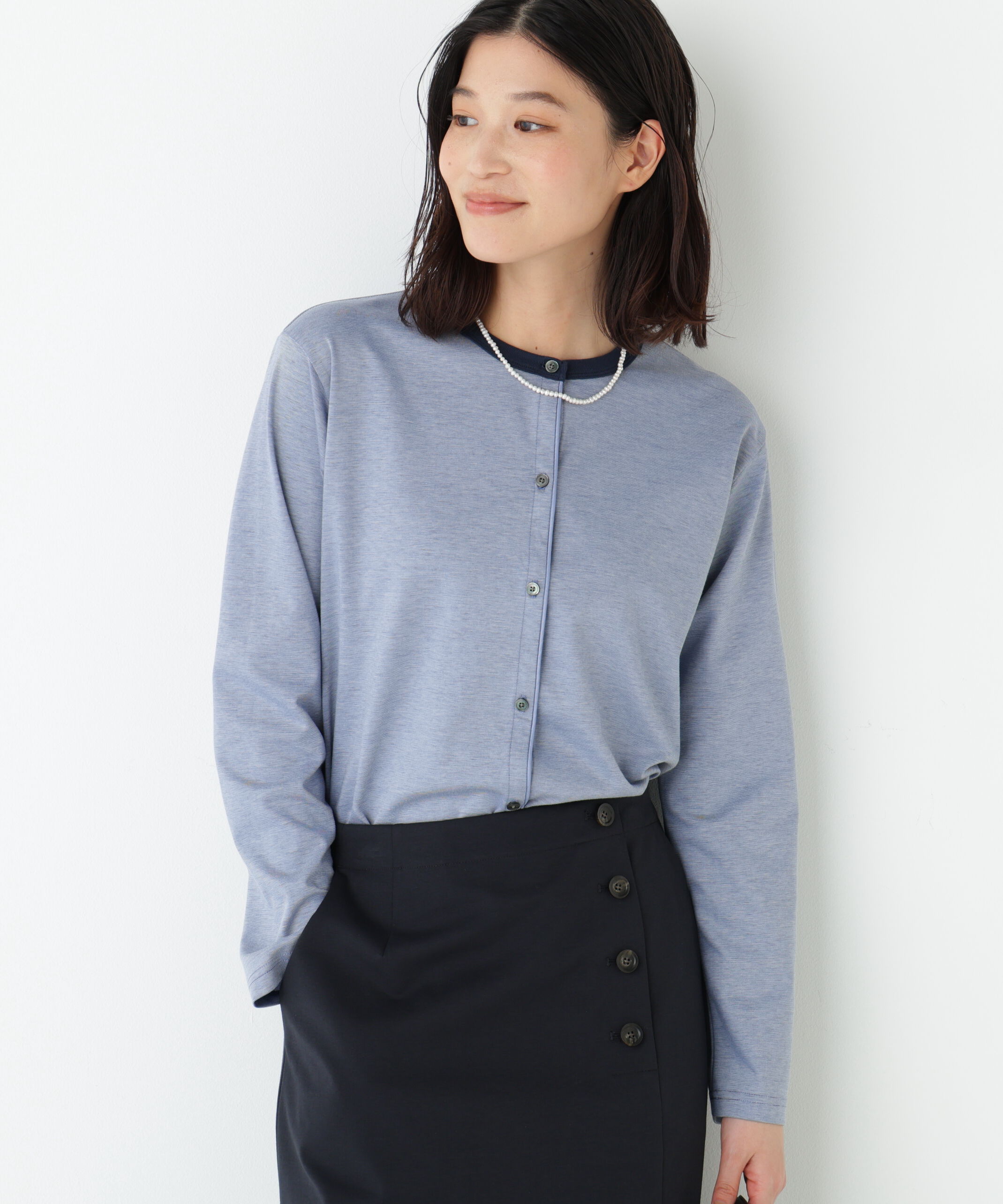  「◆《ウォッシャブル/接触冷感》ポンチカーディガン」|Tシャツ・カットソー|ブルー