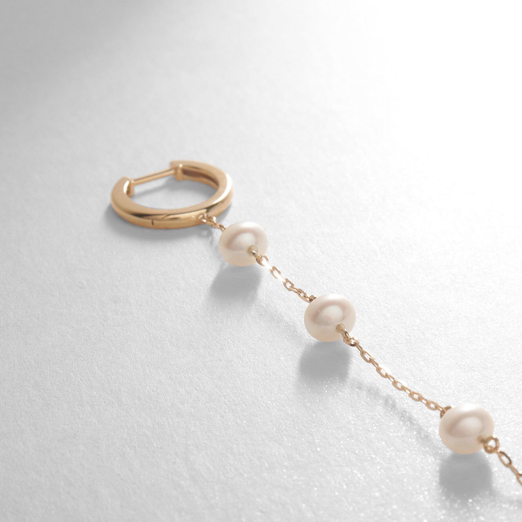 COCOSHNIK「K10パール ハング中折れフープピアス大」|ピアス|