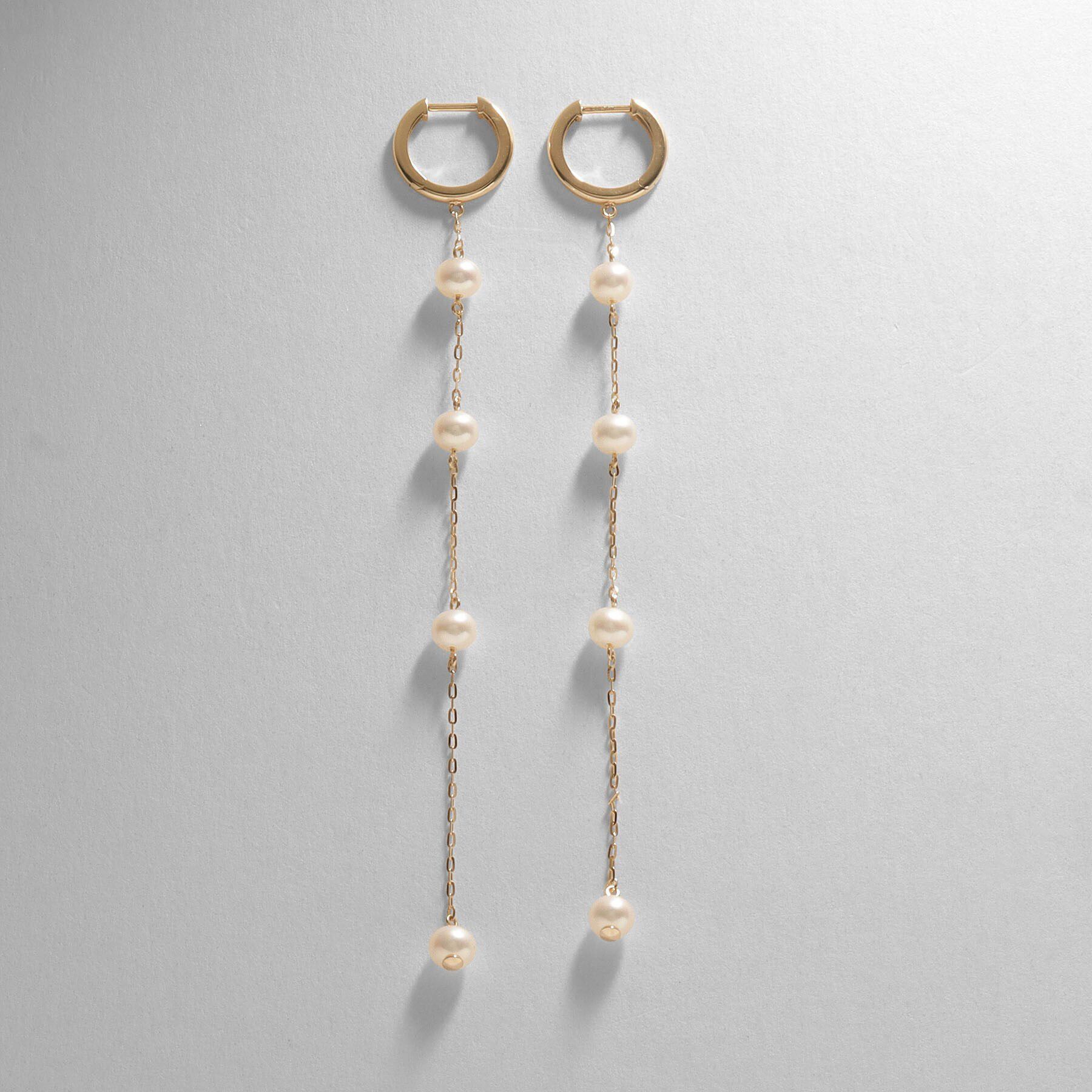 COCOSHNIK「K10パール ハング中折れフープピアス大」|ピアス|