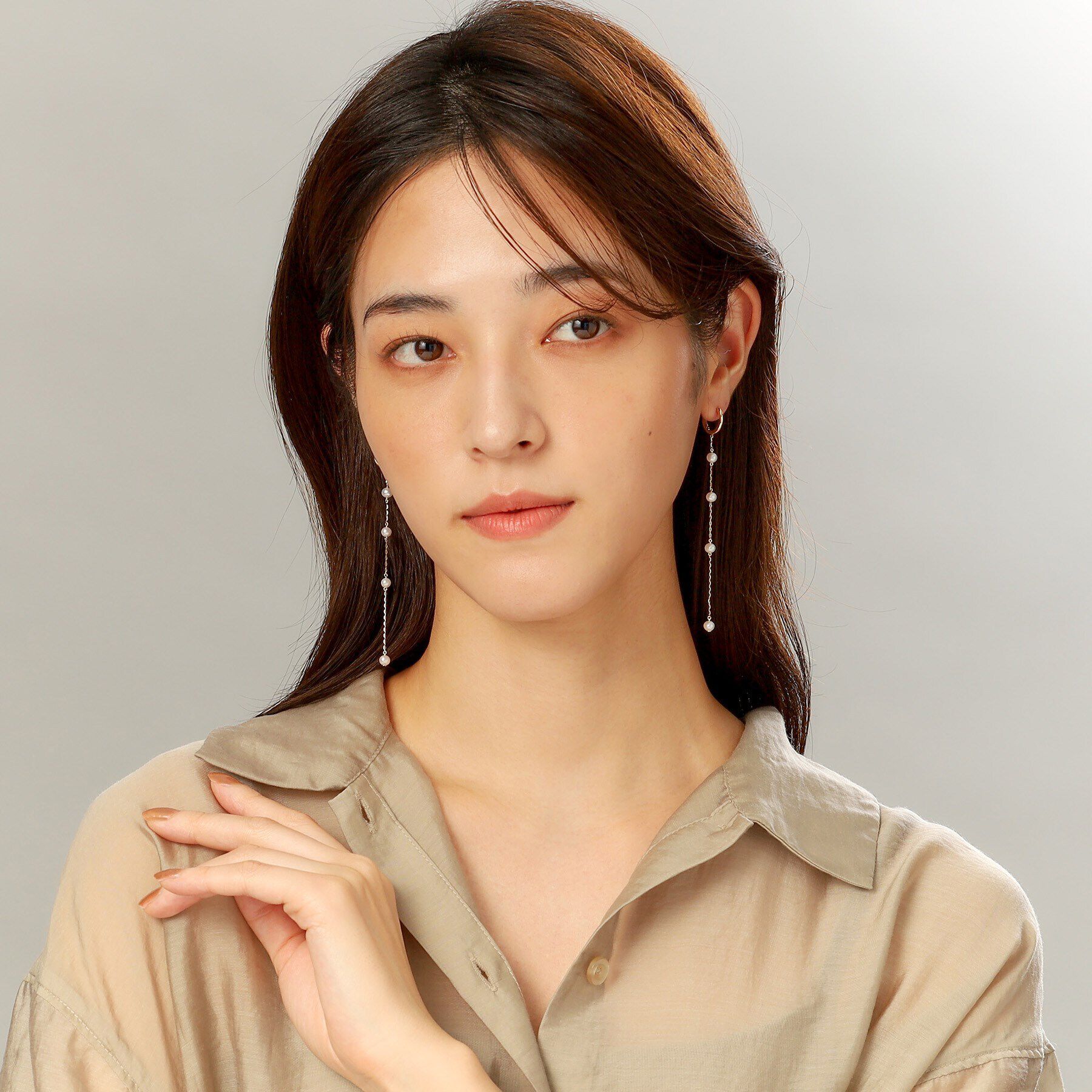 COCOSHNIK「K10パール ハング中折れフープピアス大」|ピアス|