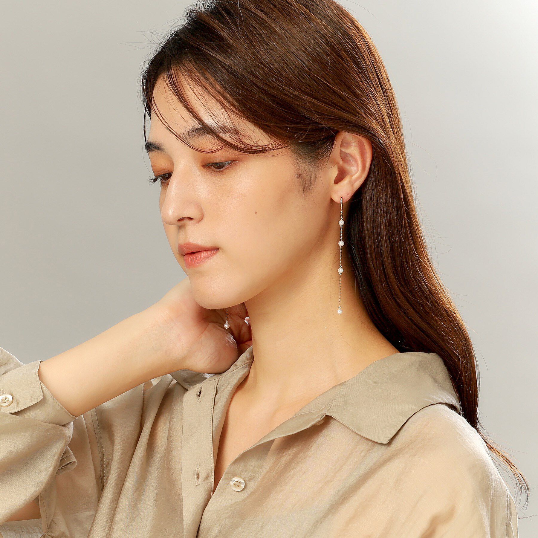 COCOSHNIK「K10パール ハング中折れフープピアス大」|ピアス|