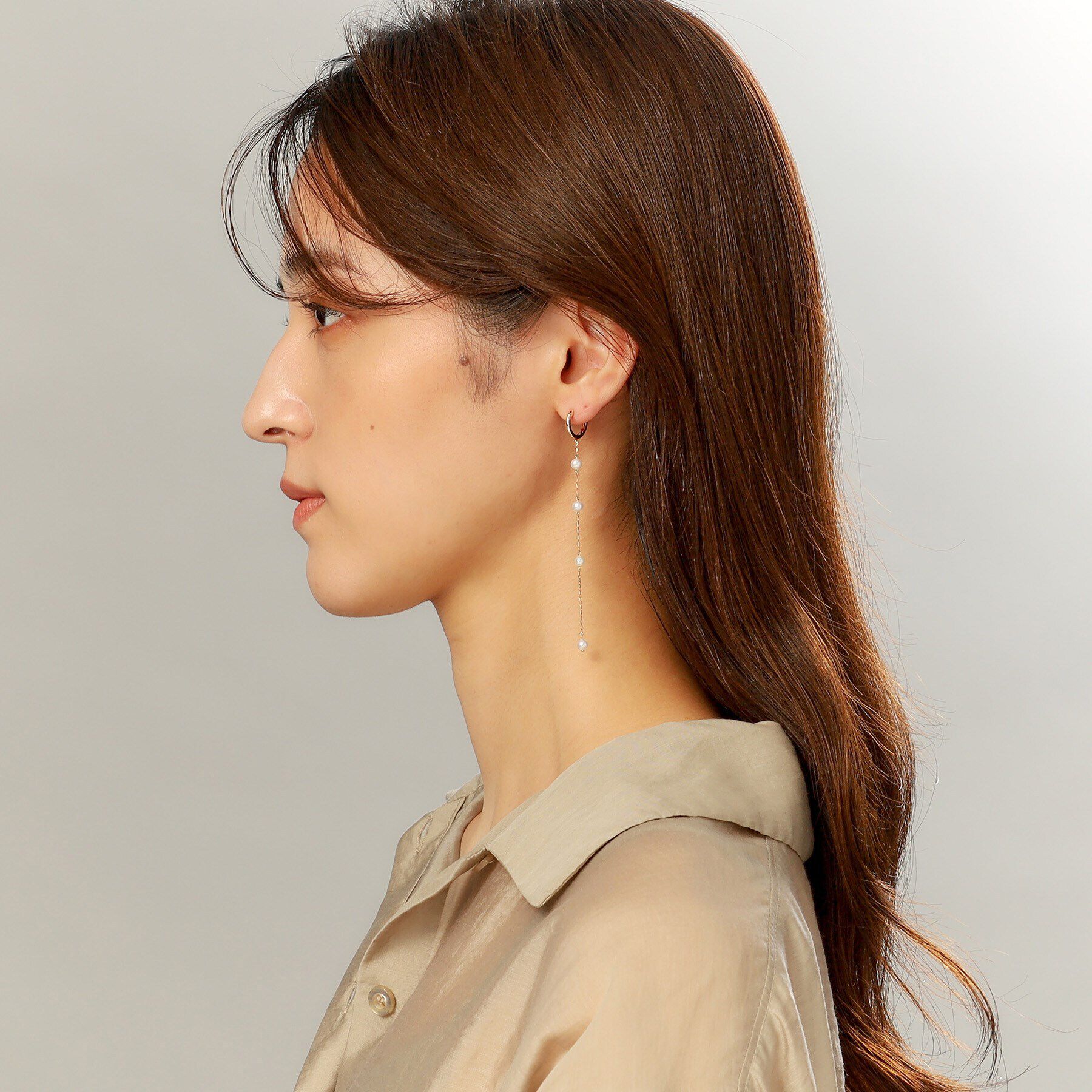 COCOSHNIK「K10パール ハング中折れフープピアス大」|ピアス|