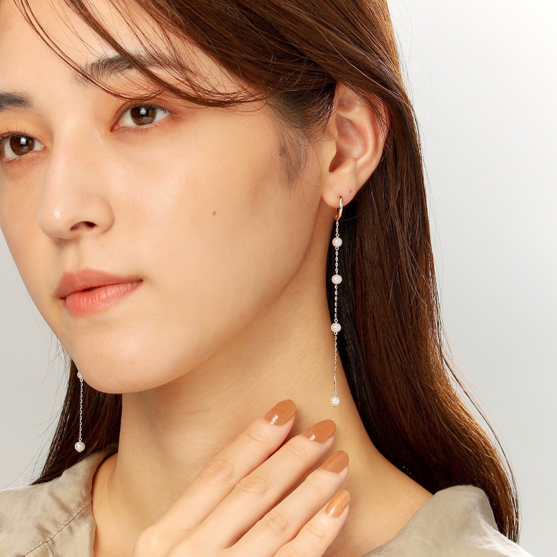 COCOSHNIK「K10パール ハング中折れフープピアス大」|ピアス|