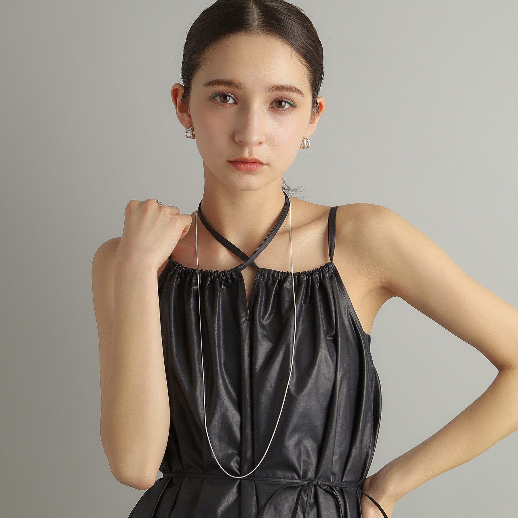 COCOSHNIK ONKITSCH「シルバー スモールフープ ダブルプランプピアス」|ピアス|