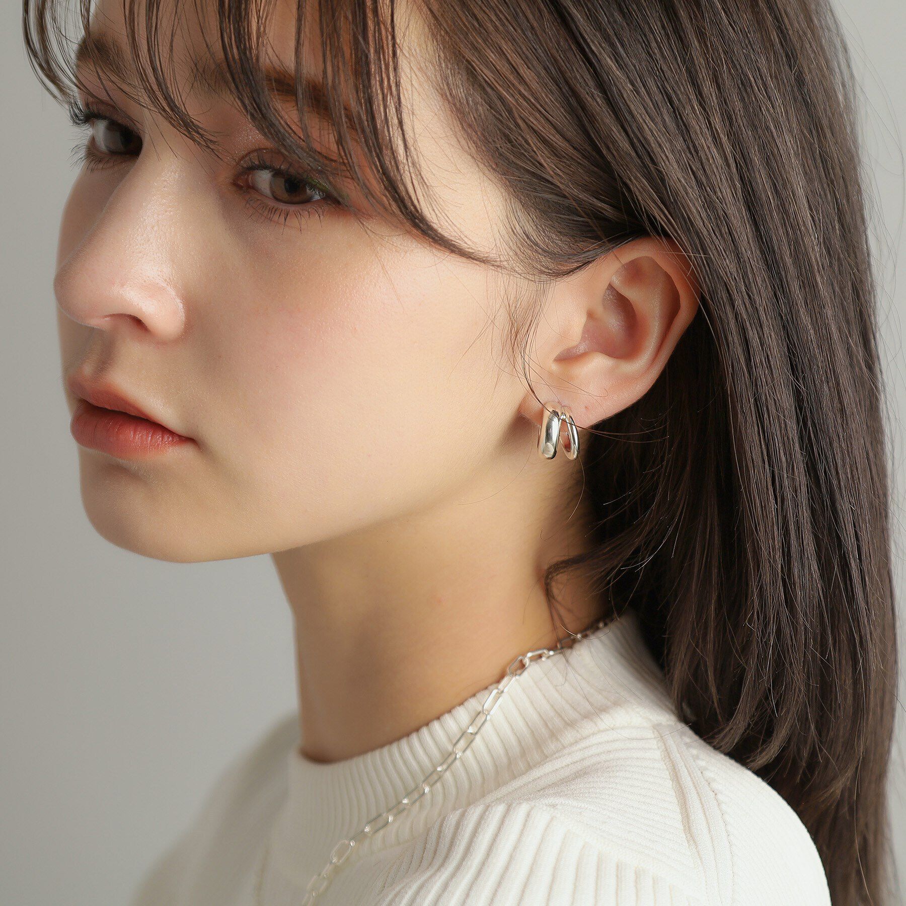 COCOSHNIK ONKITSCH「シルバー スモールフープ ダブルプランプピアス」|ピアス|