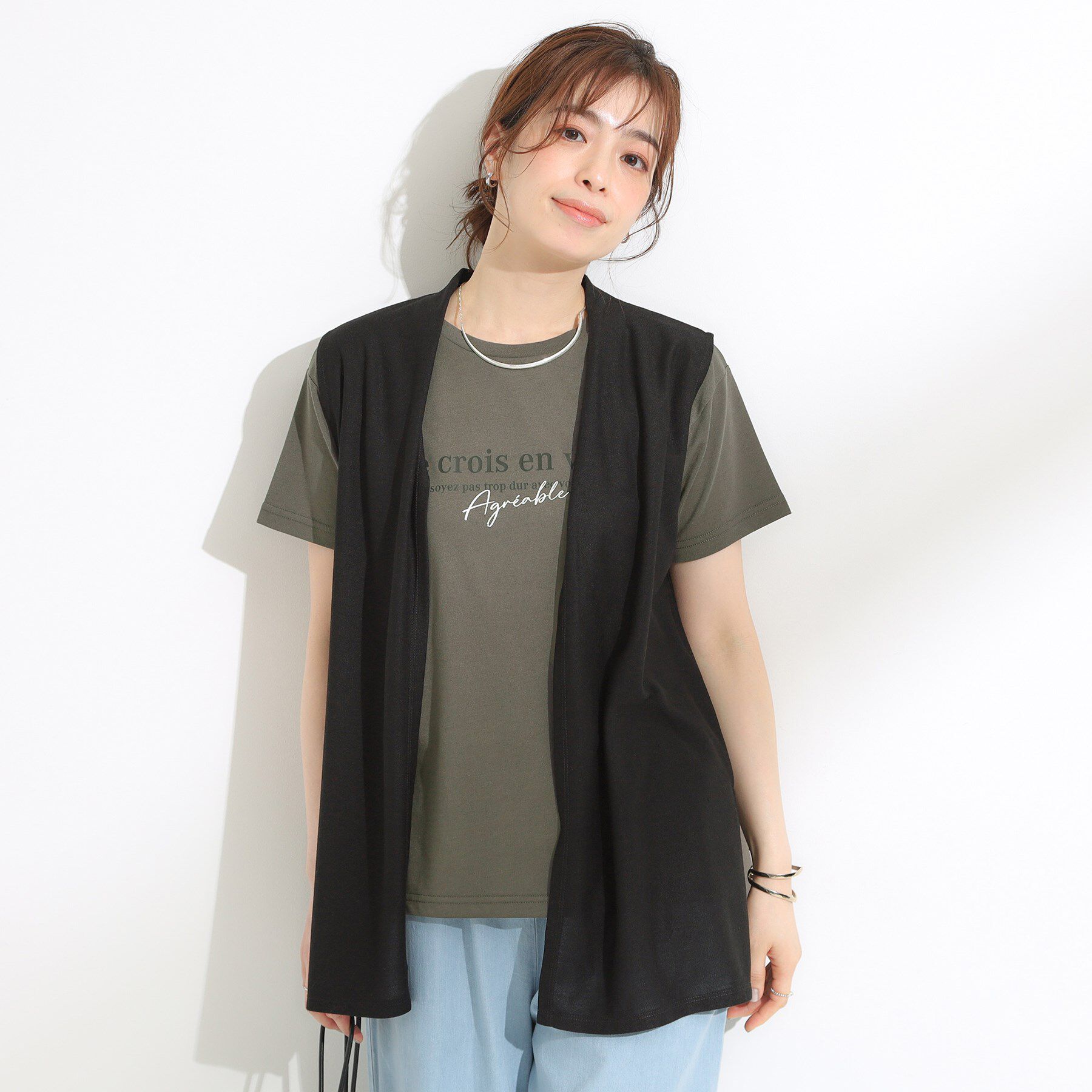 SHOO･LA･RUE「【2点セット】着回しいろいろ ジレ＋ロゴTシャツ」|その他|