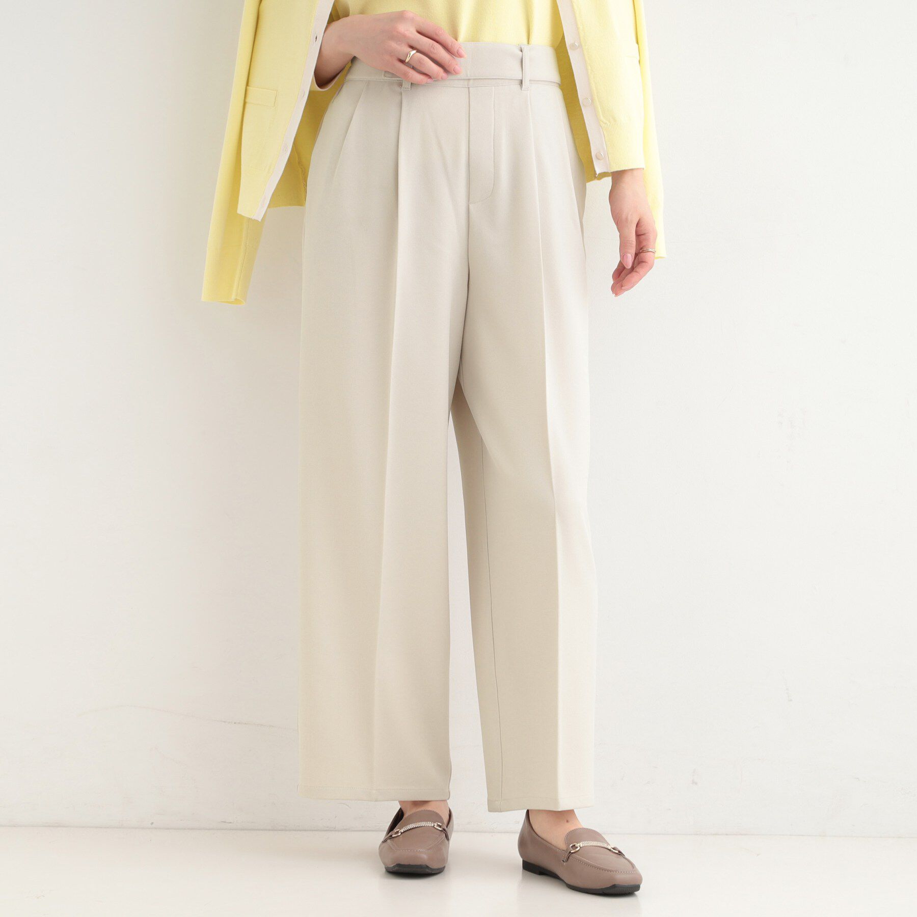 SHOO･LA･RUE「【着丈選べる/S-LL/洗濯機可】楽ちん&times;きれいみえ　ストレッチワイドパンツ」|その他|グレージュ(050)