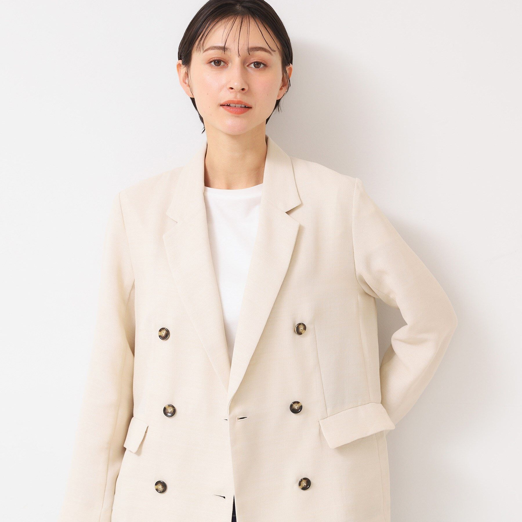 Dessin「【洗える】リネンライクダブルジャケット（S～L）」|テーラードジャケット|