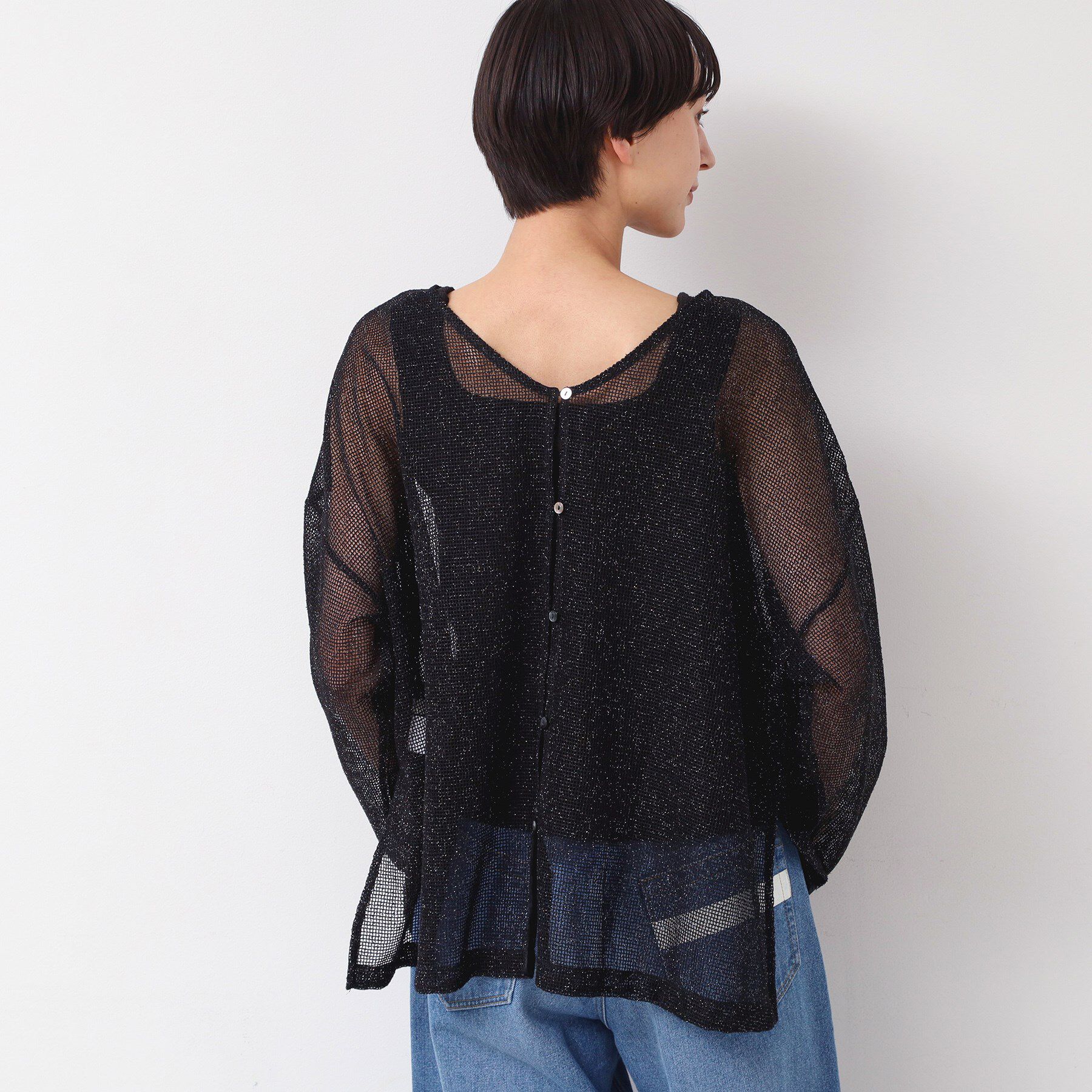 Dessin「【前後2WAY・洗える】ラメ入りオーバーサイズメッシュブラウス」|シャツ・ブラウス|