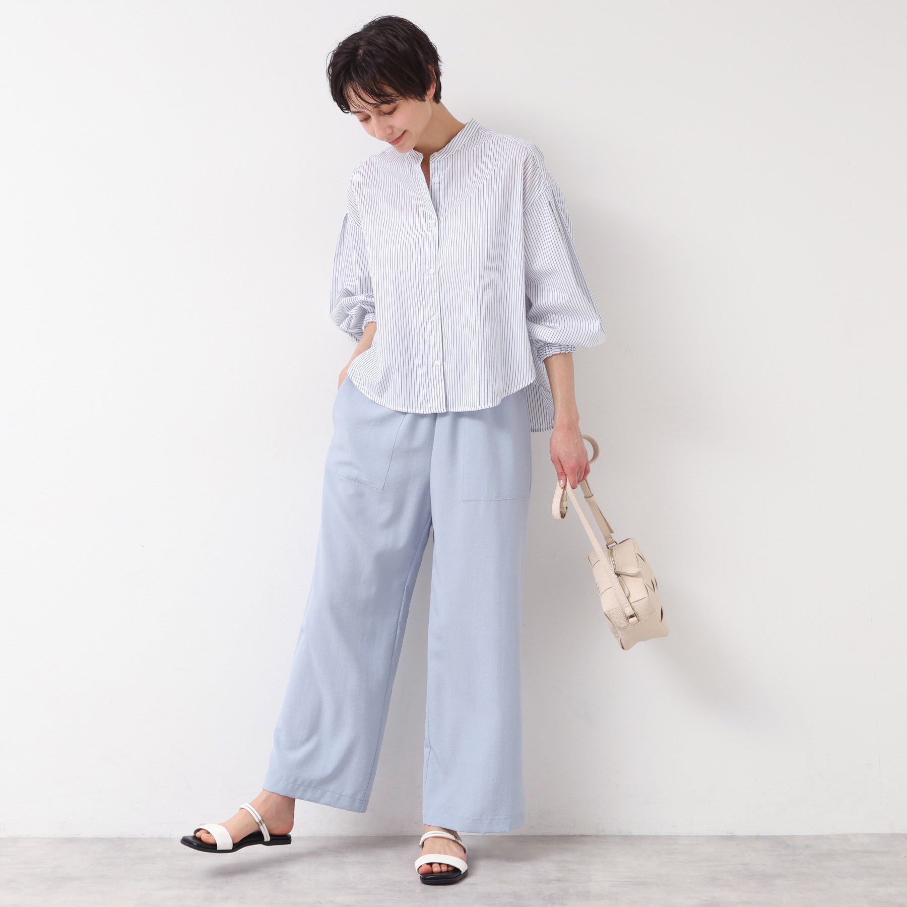 Dessin「【洗える・4サイズ展開】バンドカラーシャツ（XS～L）」|シャツ・ブラウス|