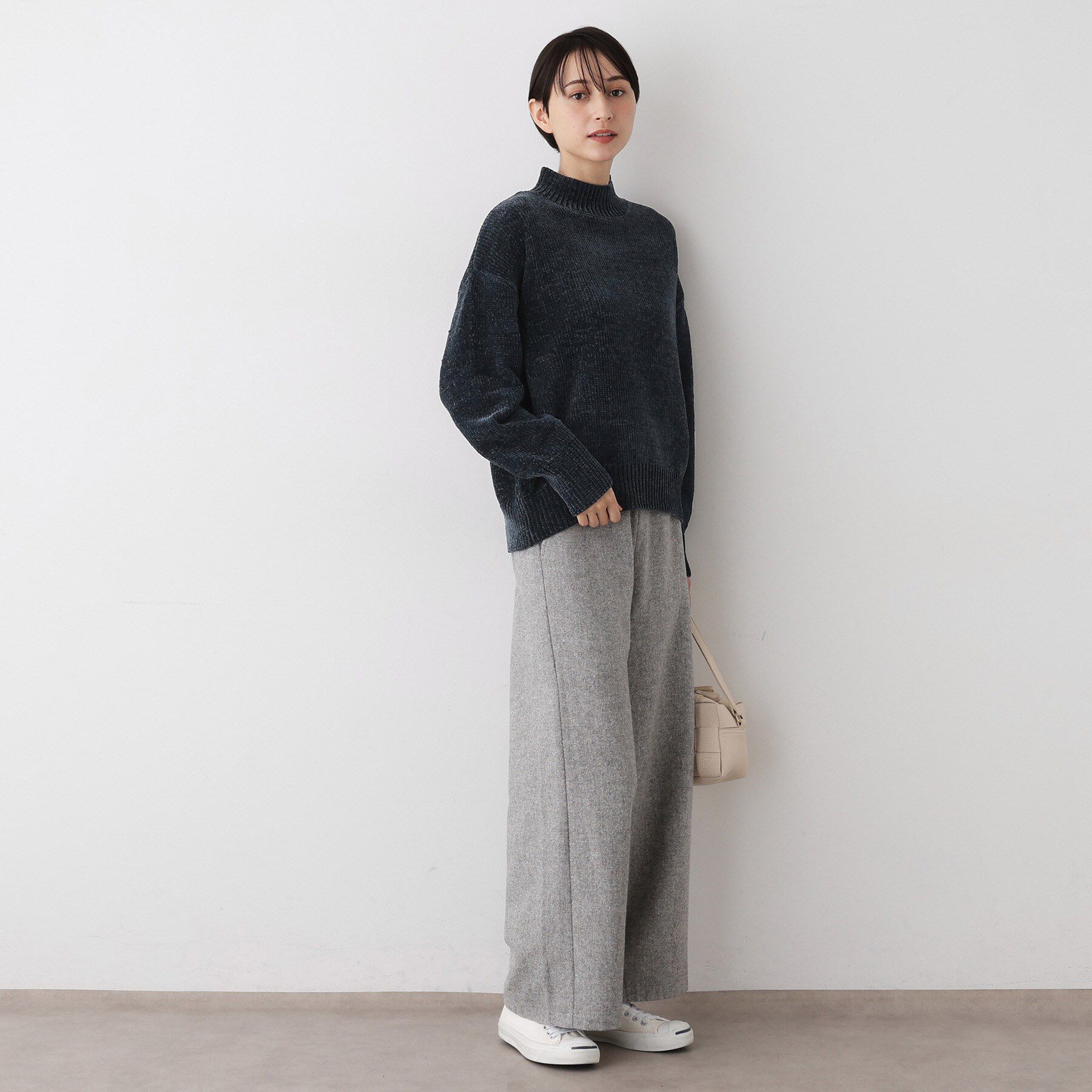 Dessin「【洗える】ハイネックベロアモールニット」|ニット・セーター|