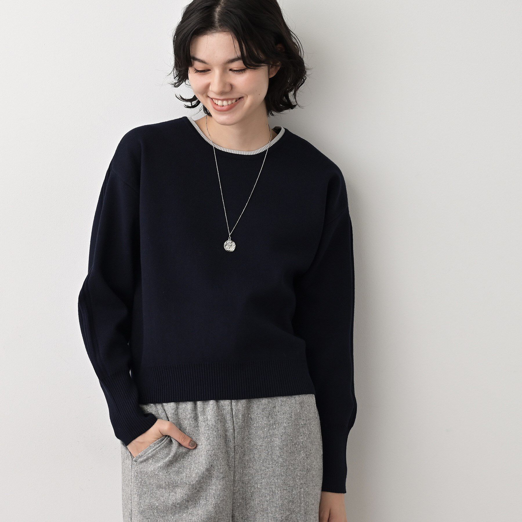 Dessin「【洗える】カシミヤブレンドスウェットライクニット」|ニット・セーター|