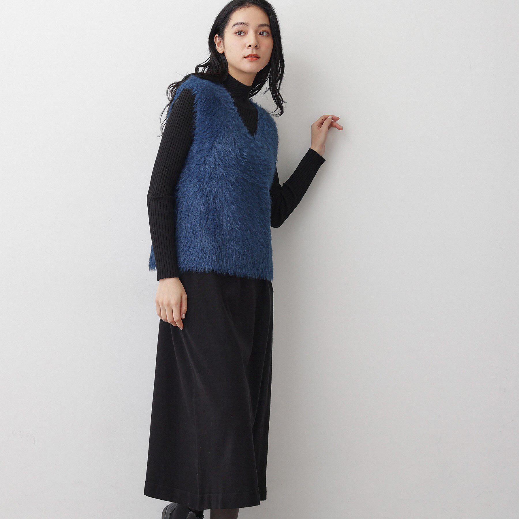 Dessin「【2点セット・洗える】シャギーベストニットワンピース」|スーツ|