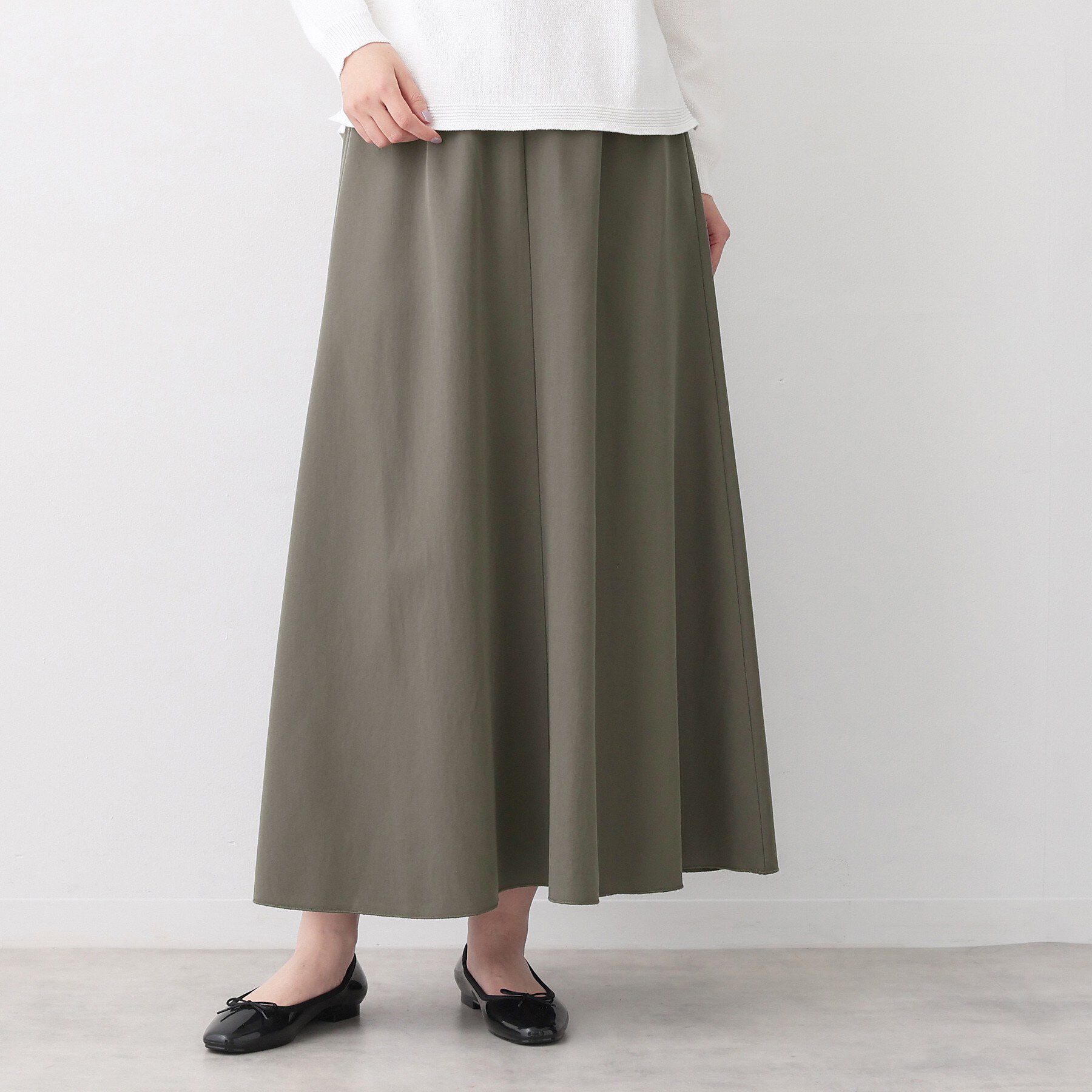 Dessin「【ウエストゴム/洗える】フィブリルソフトAラインスカート」|スカート|チャコールグレー(0