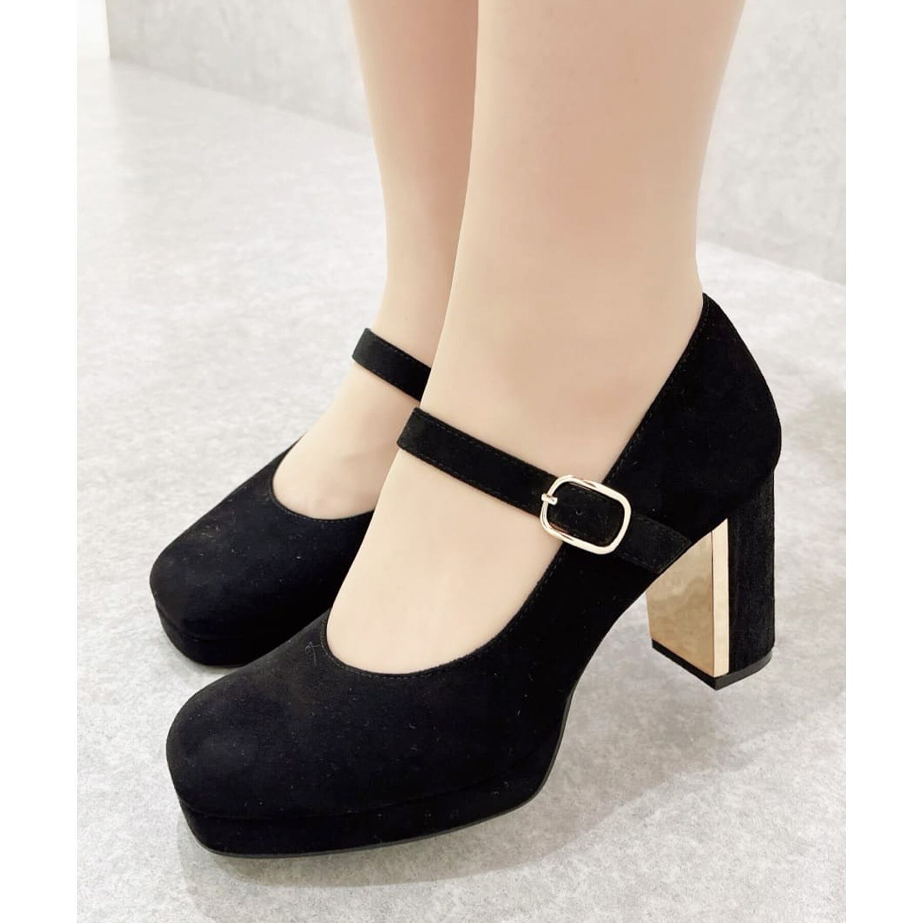 ESPERANZA「メッキプレートヒールストラップパンプス」|パンプス|