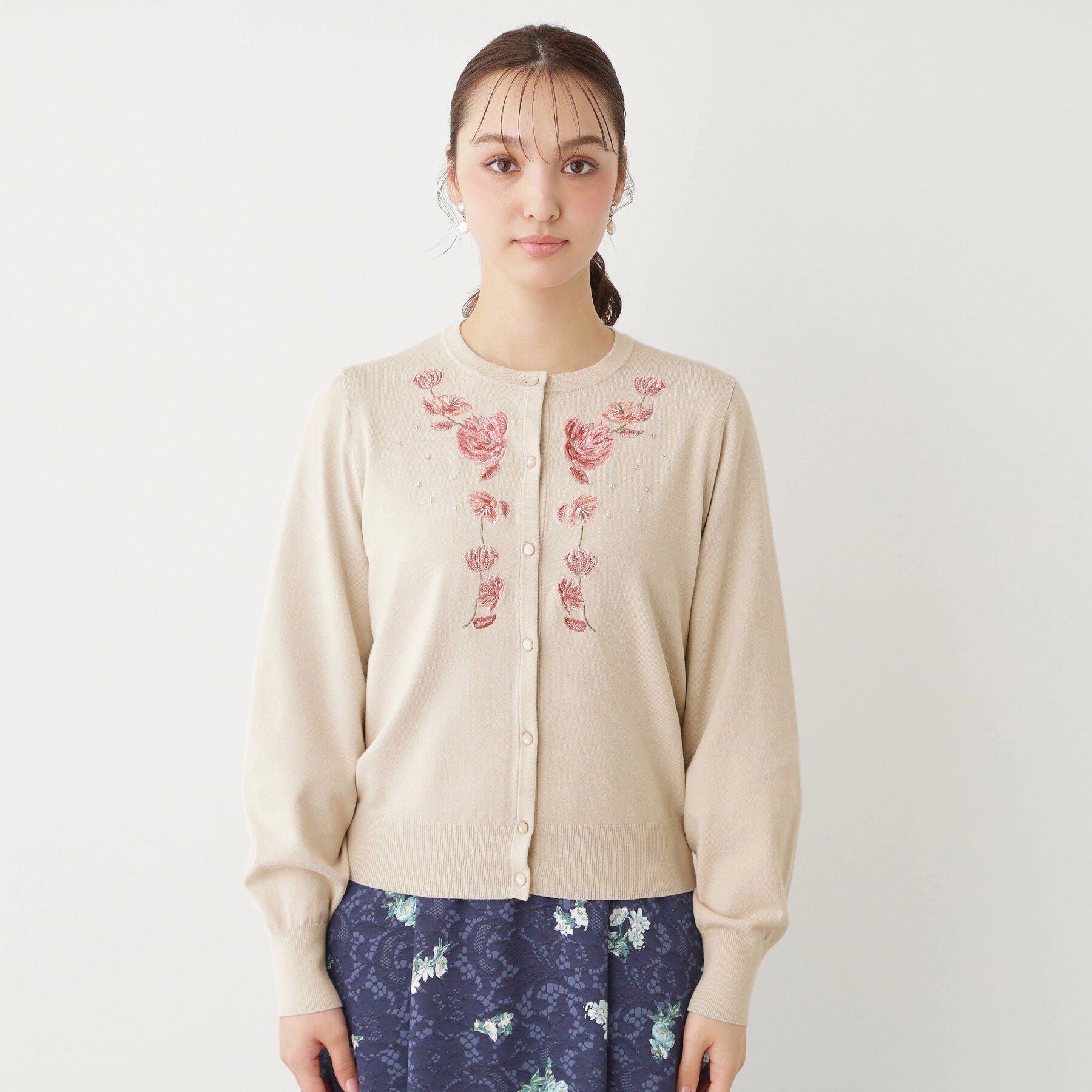 SunaUna「【SS～Lサイズ展開／フラワー刺繍】クラフトカーディガン」|カーディガン|