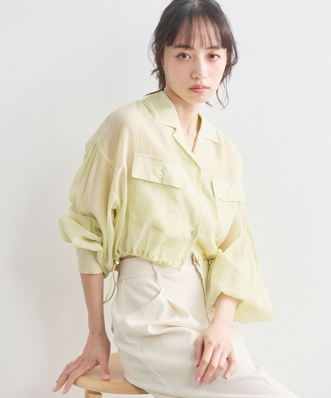 COCO DEAL「シアー楊柳ドロストブラウス」|シャツ・ブラウス|