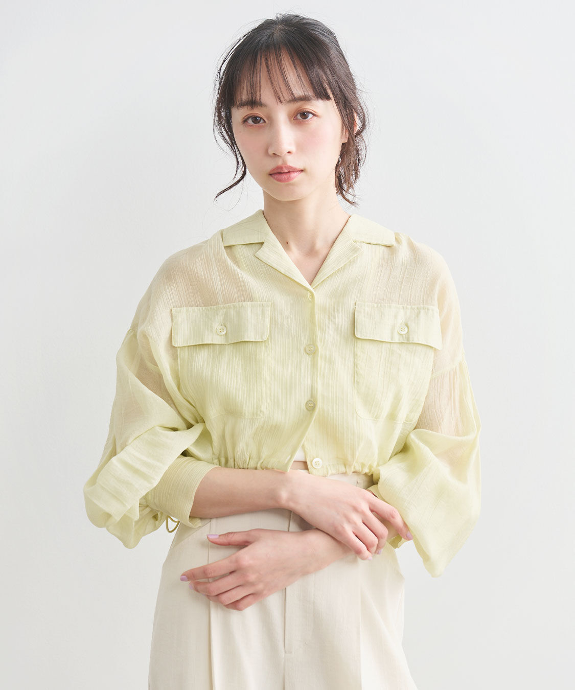 COCO DEAL「シアー楊柳ドロストブラウス」|シャツ・ブラウス|