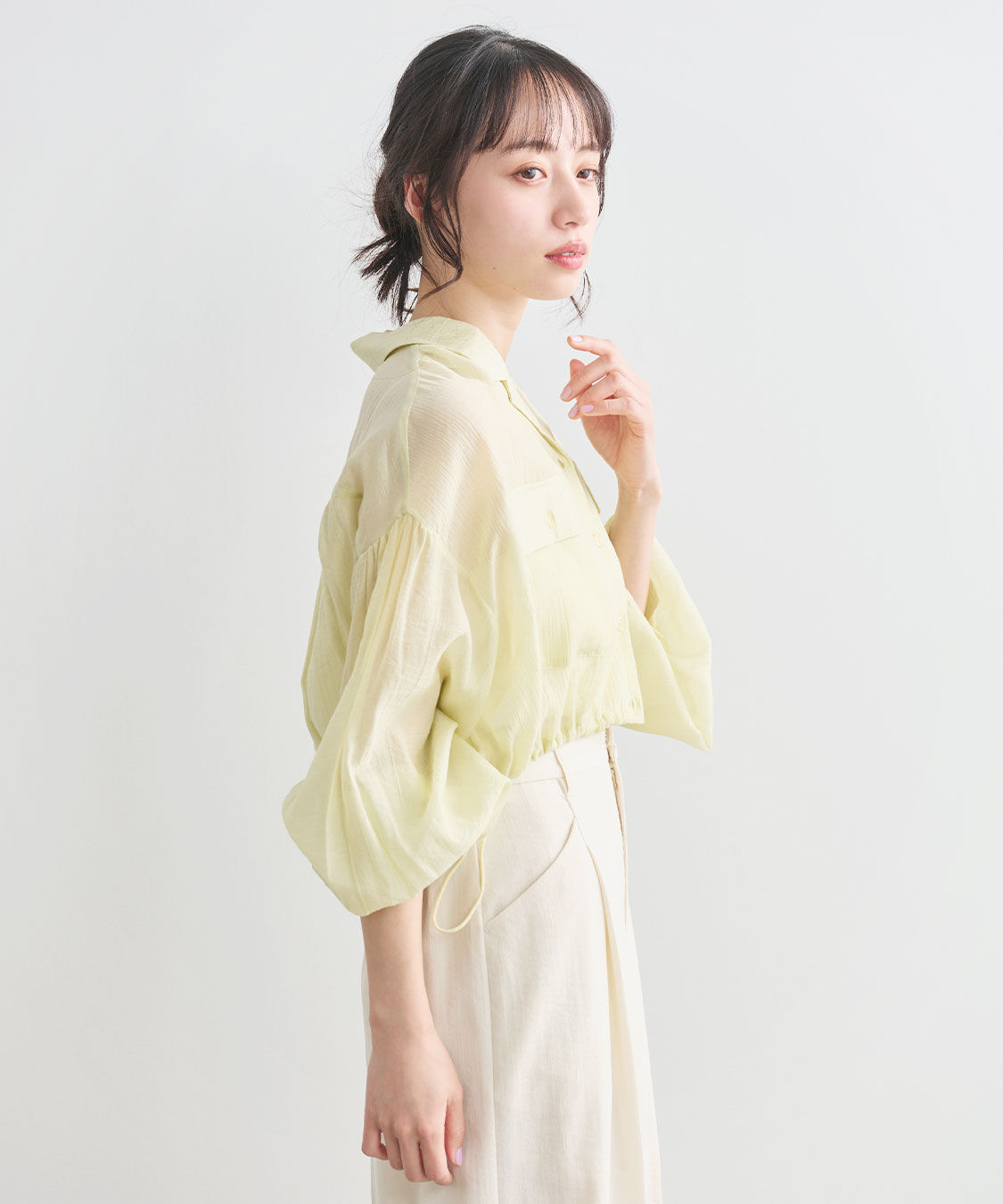 COCO DEAL「シアー楊柳ドロストブラウス」|シャツ・ブラウス|