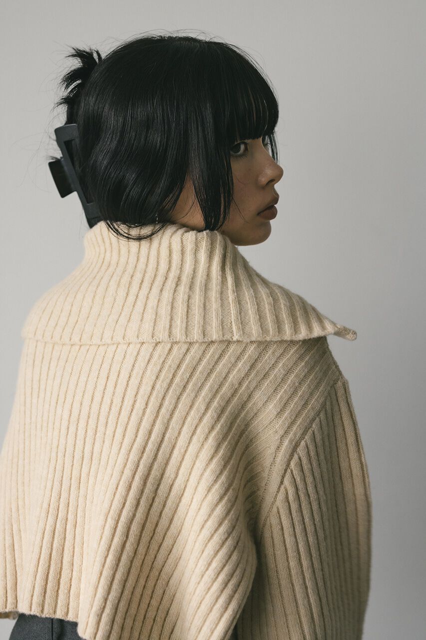 STYLEMIXER「ビッグカラージップショートニット」|ニット・セーター|