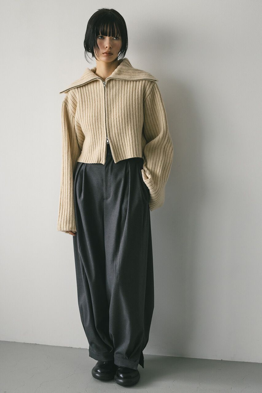 STYLEMIXER「ビッグカラージップショートニット」|ニット・セーター|