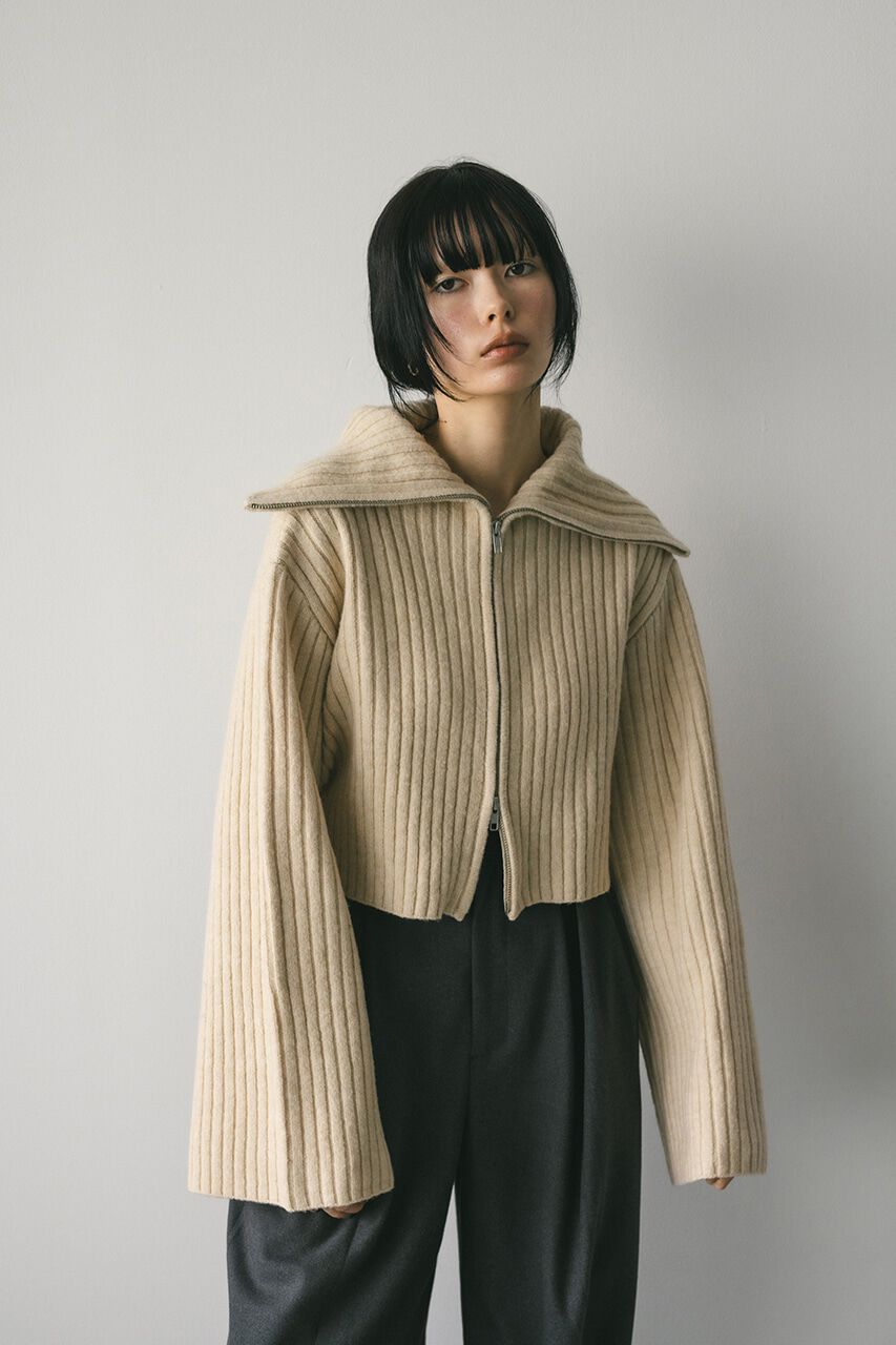 STYLEMIXER「ビッグカラージップショートニット」|ニット・セーター|