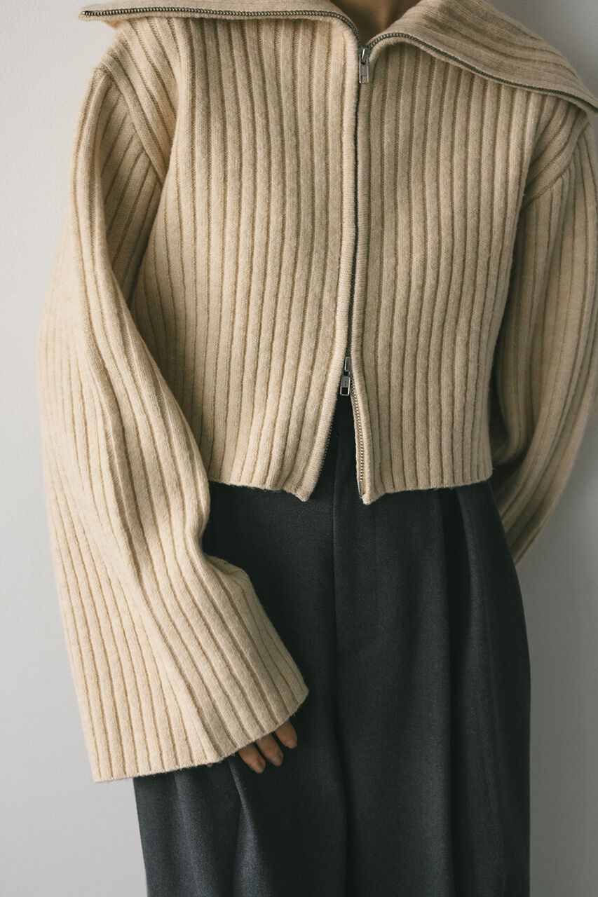 STYLEMIXER「ビッグカラージップショートニット」|ニット・セーター|