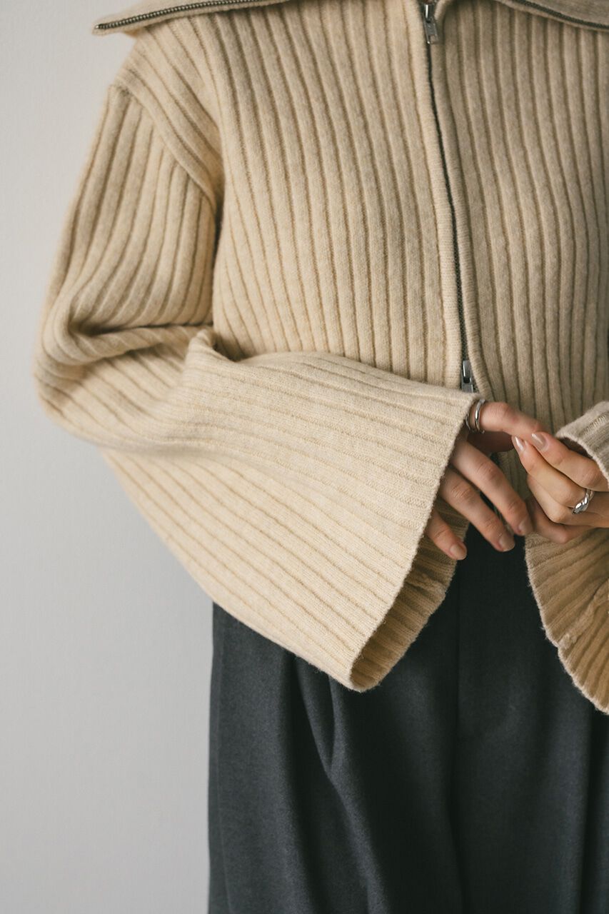 STYLEMIXER「ビッグカラージップショートニット」|ニット・セーター|