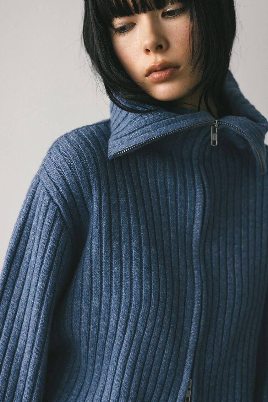 STYLEMIXER「ビッグカラージップショートニット」|ニット・セーター|