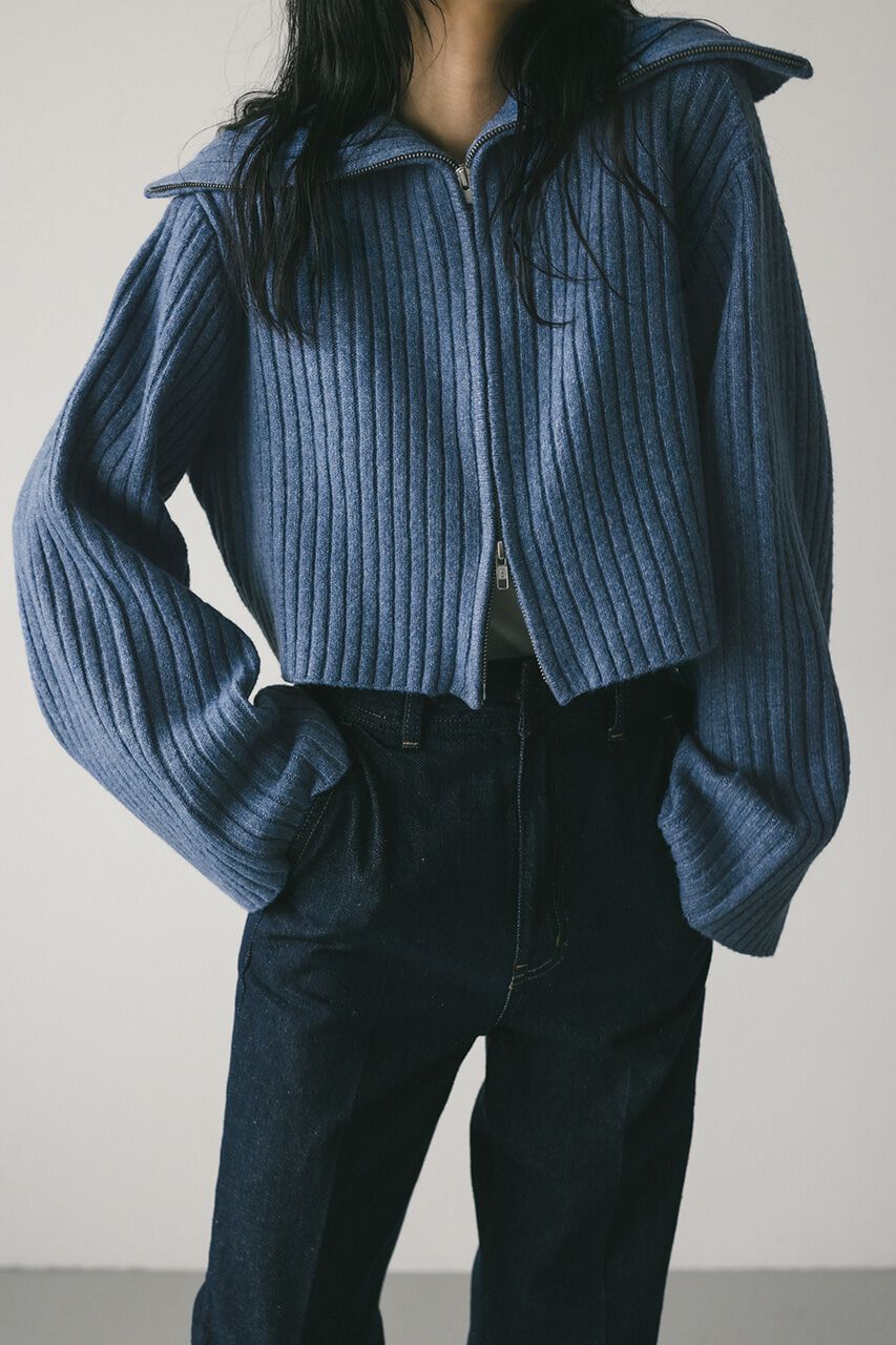 STYLEMIXER「ビッグカラージップショートニット」|ニット・セーター|