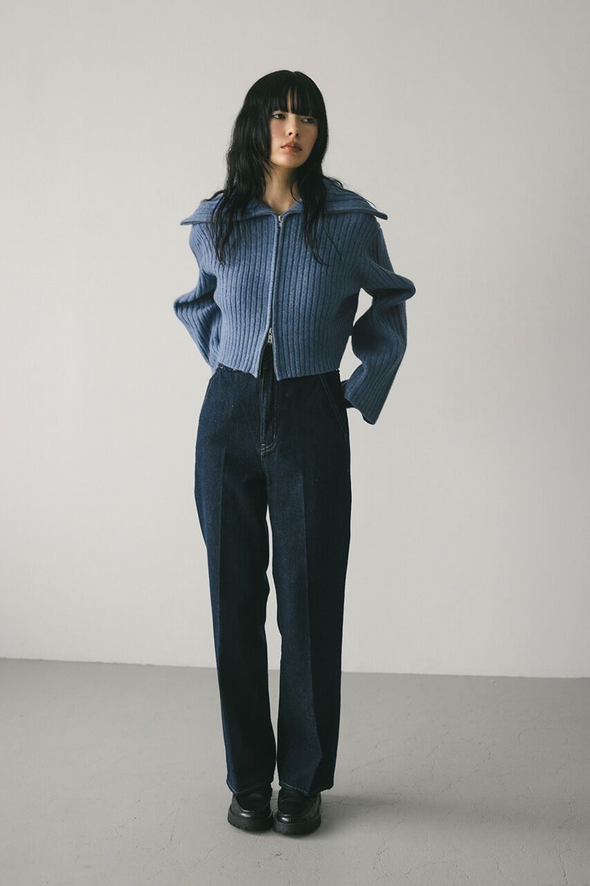 STYLEMIXER「ビッグカラージップショートニット」|ニット・セーター|