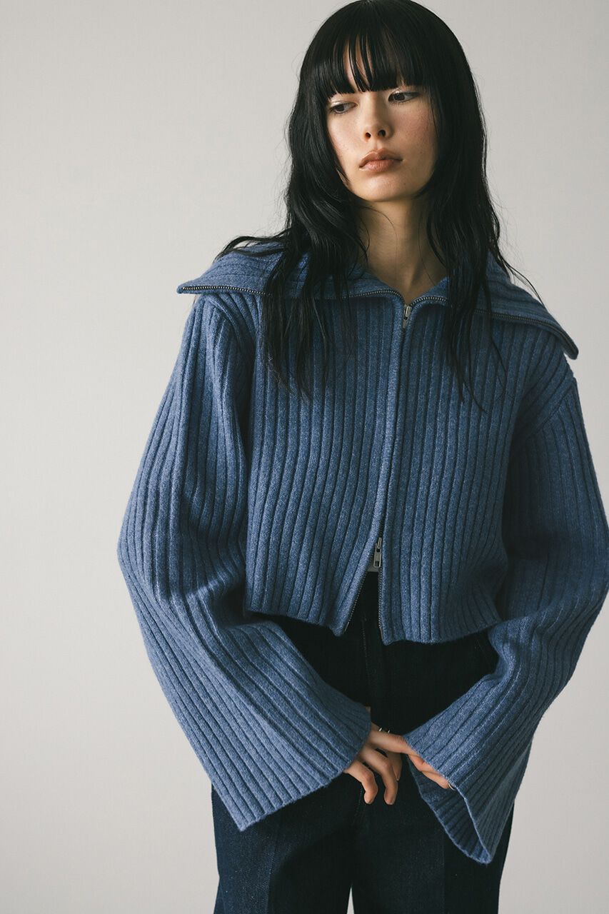 STYLEMIXER「ビッグカラージップショートニット」|ニット・セーター|