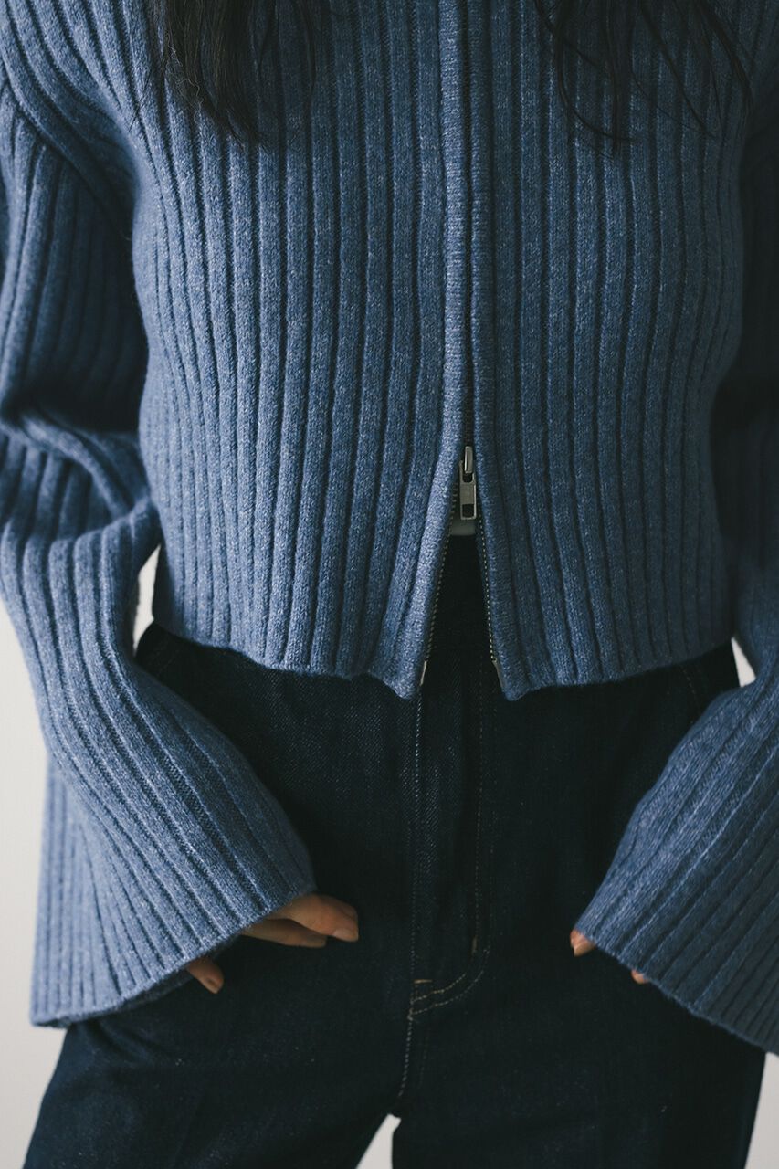 STYLEMIXER「ビッグカラージップショートニット」|ニット・セーター|