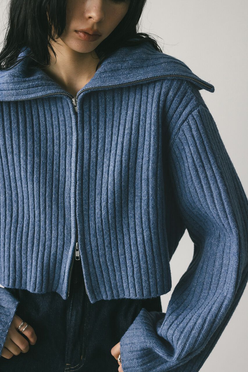 STYLEMIXER「ビッグカラージップショートニット」|ニット・セーター|