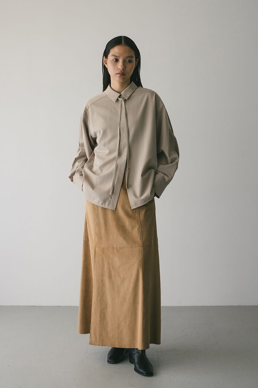 STYLEMIXER「フェイクスウェードパネルフレアスカート」|スカート|BEG