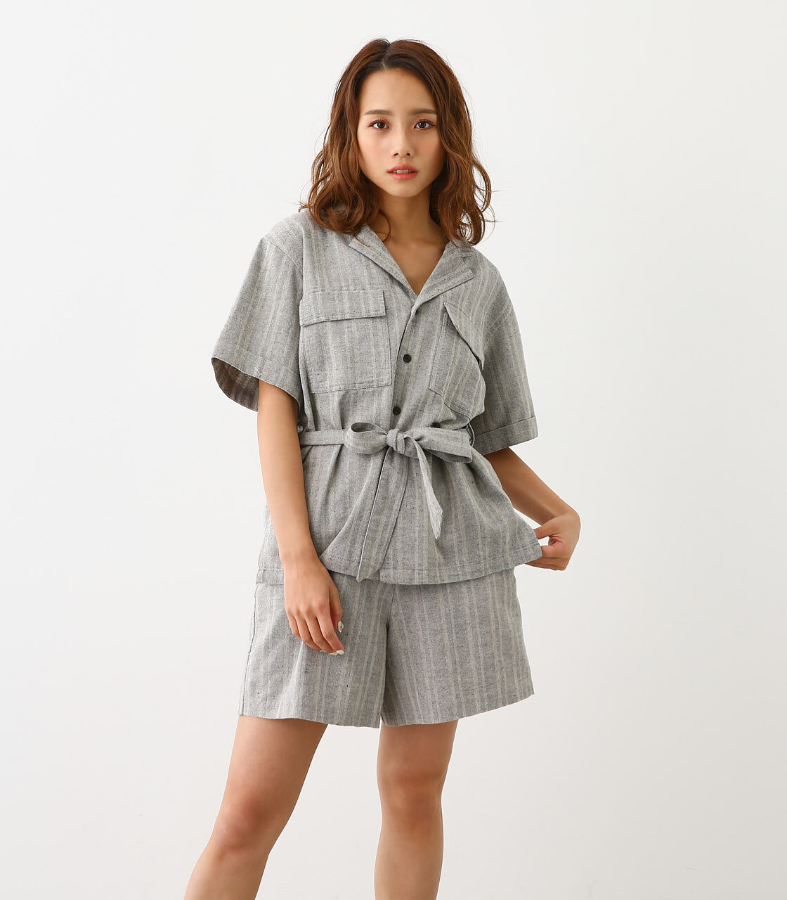  「MSTD ヘリンボーン オープンカラーシャツ」|シャツ・ブラウス|GRY